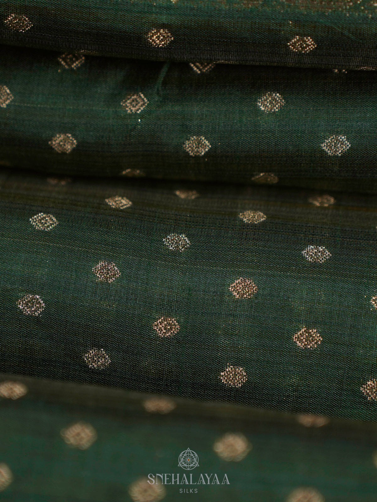 Forest Green Raw Silk Saree