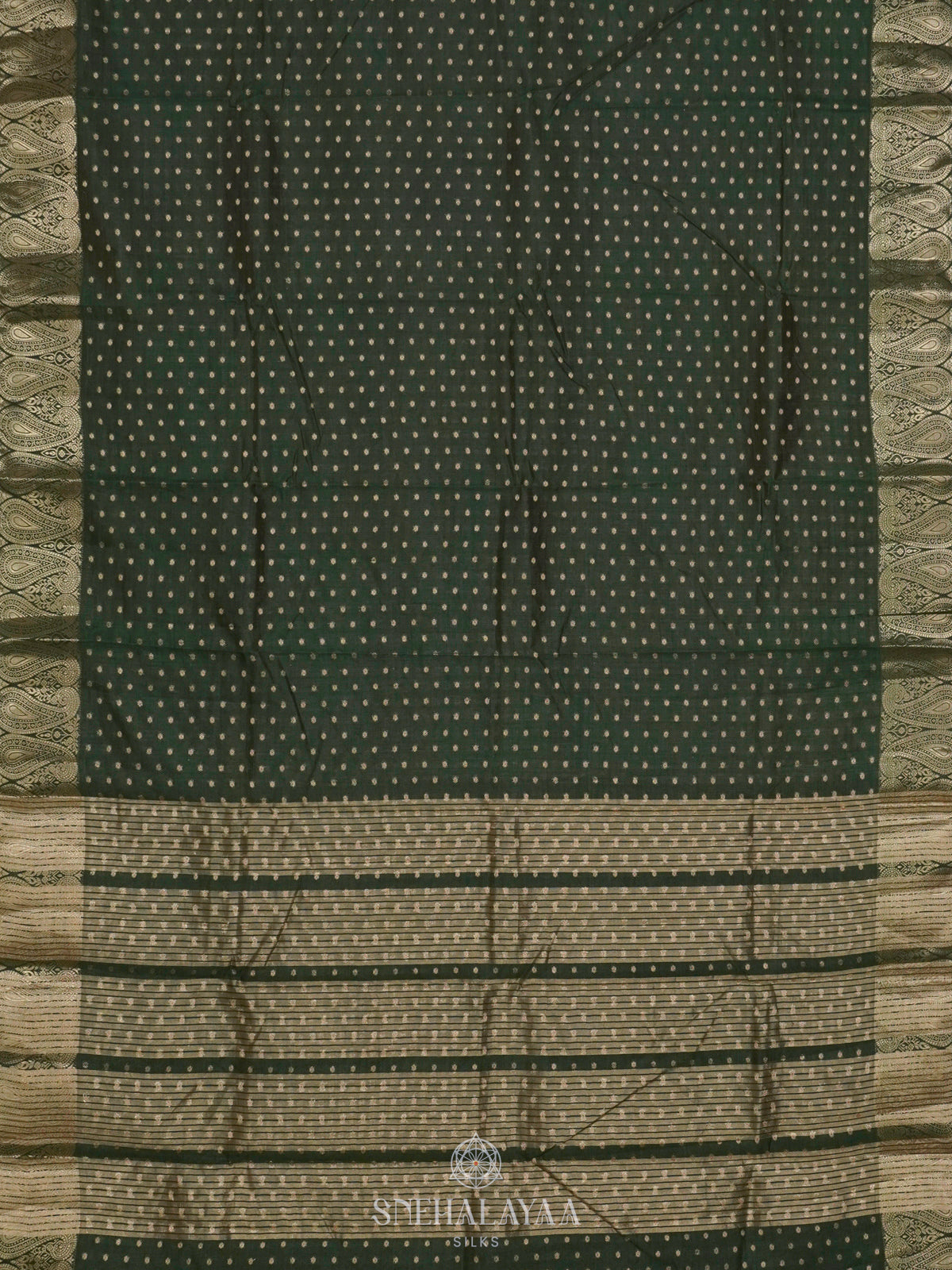 Forest Green Raw Silk Saree
