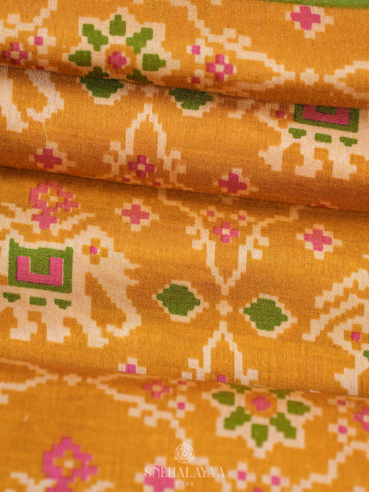 Mango Yellow Ikat Saree
