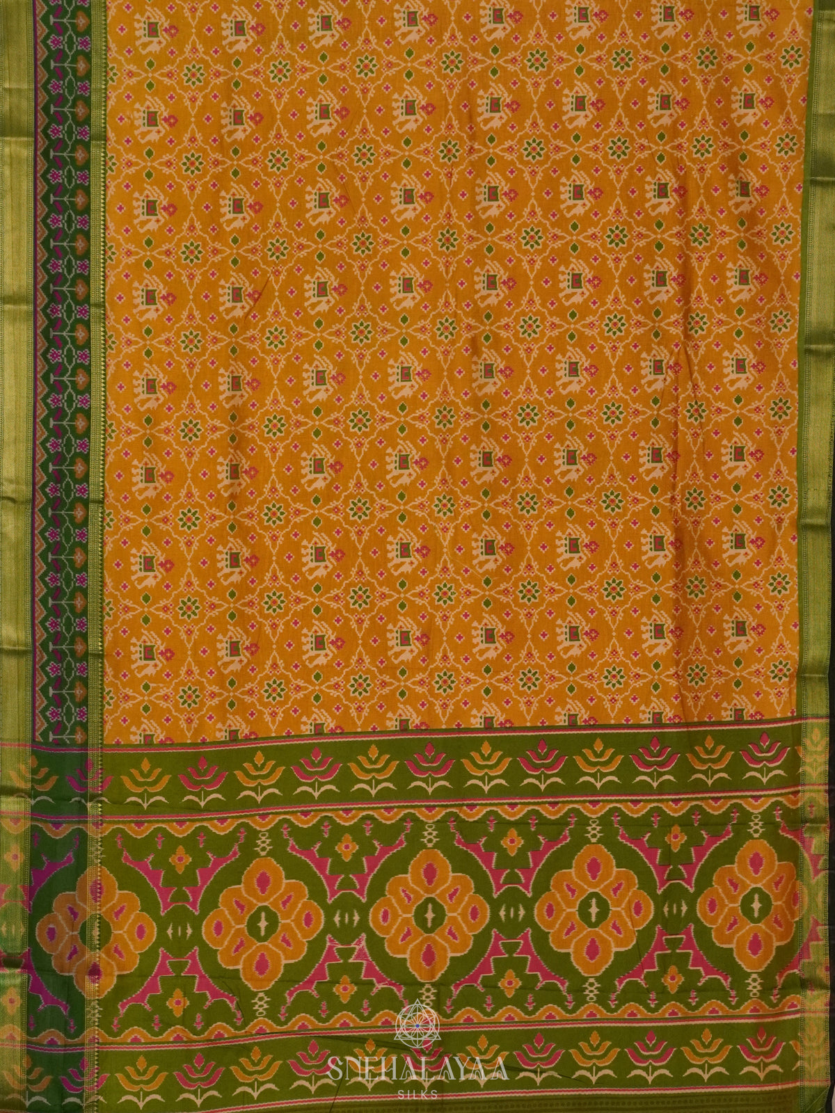 Mango Yellow Ikat Saree