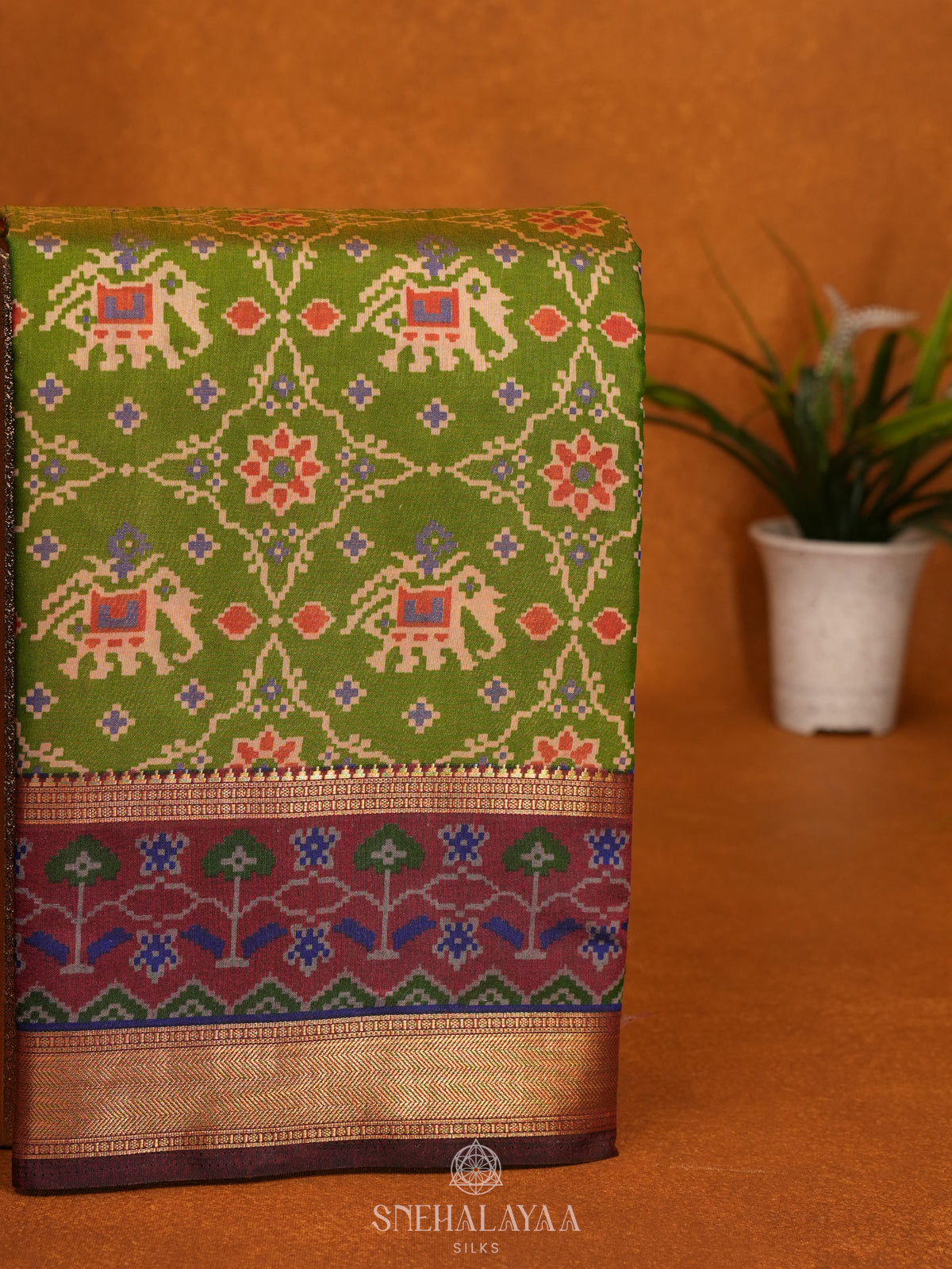 Green Ikat Saree