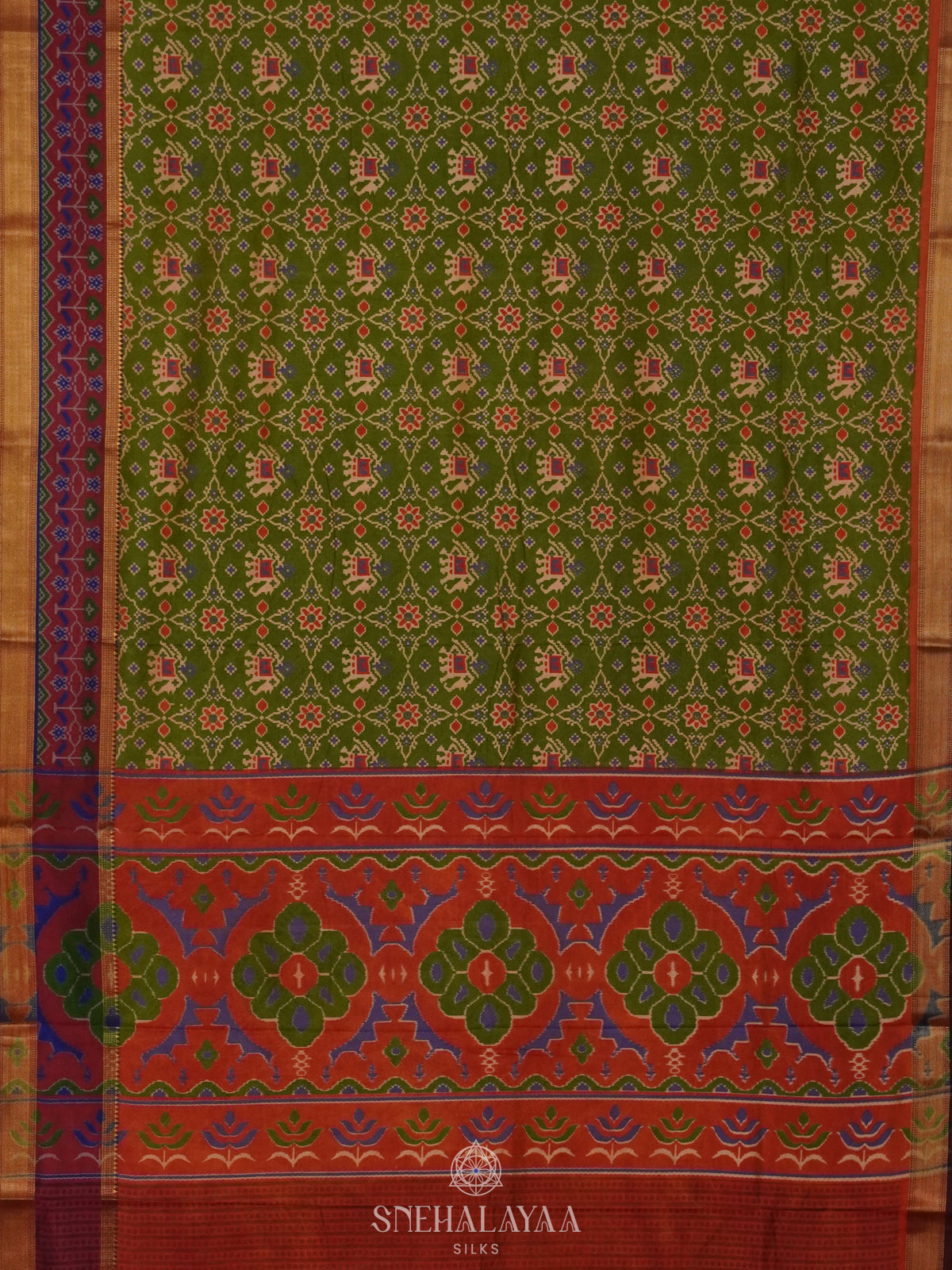 Green Ikat Saree
