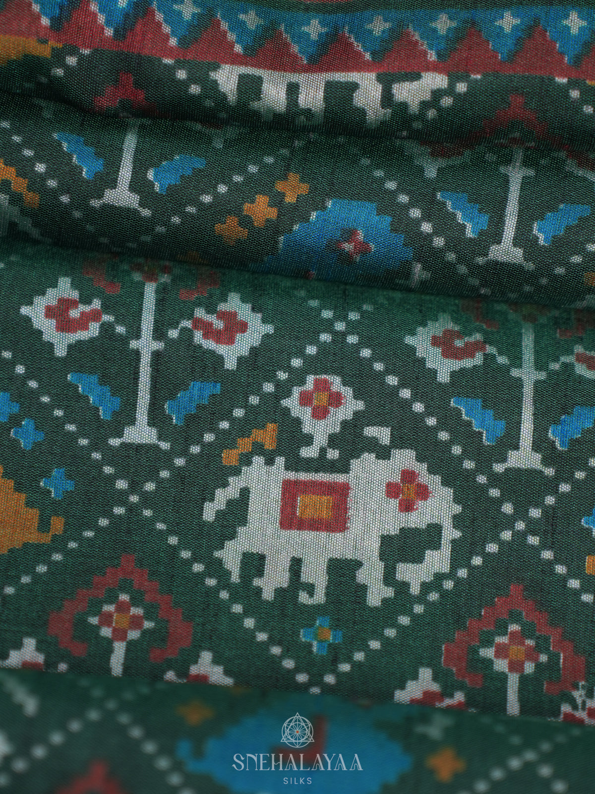 Forest Green Ikat Saree