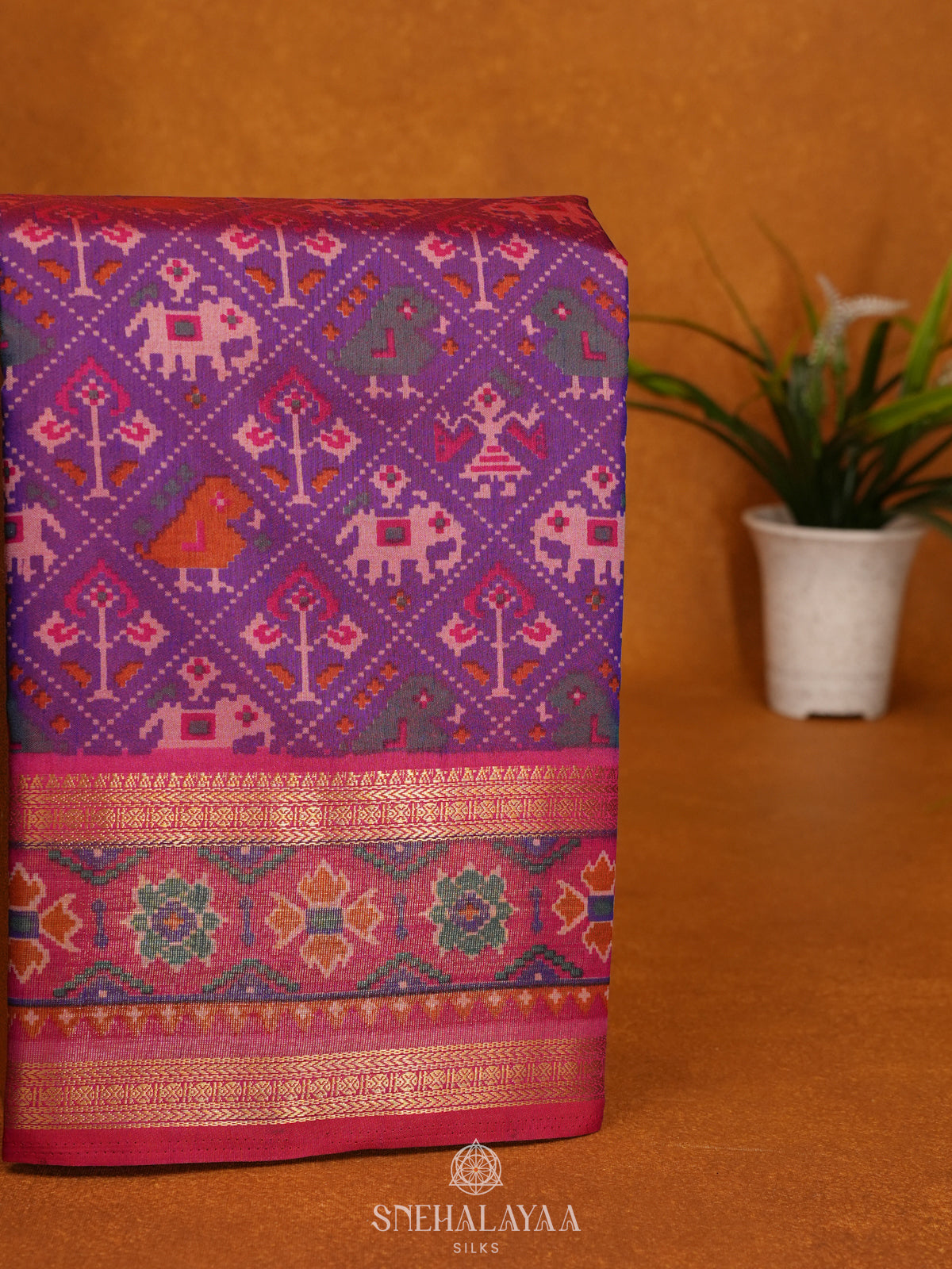 Magenta Purple Ikat Saree