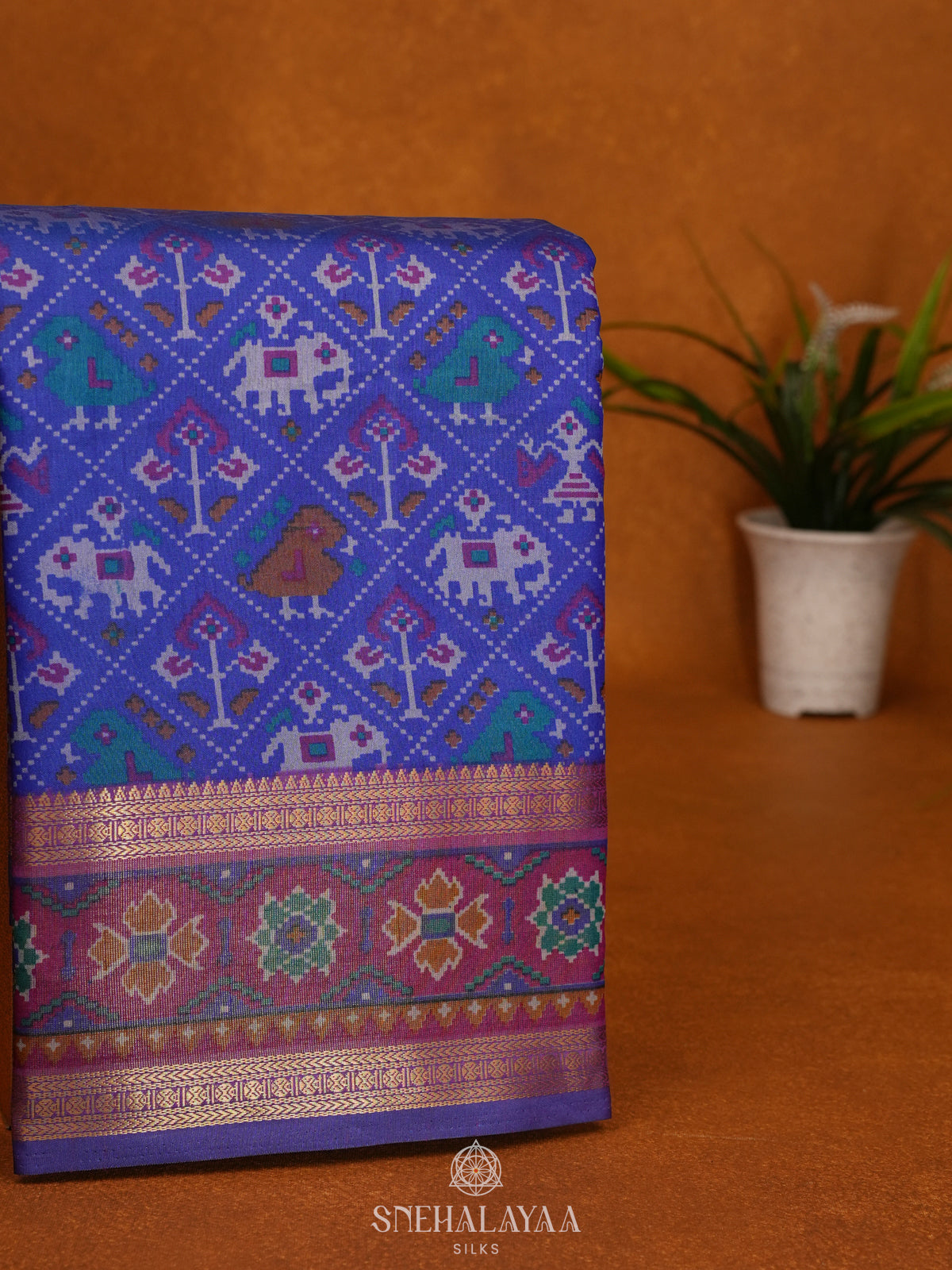 Royal Blue Ikat Saree