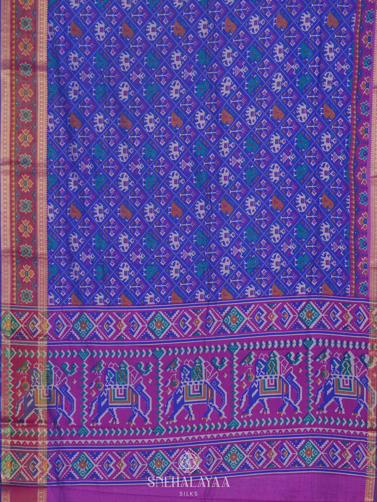 Royal Blue Ikat Saree