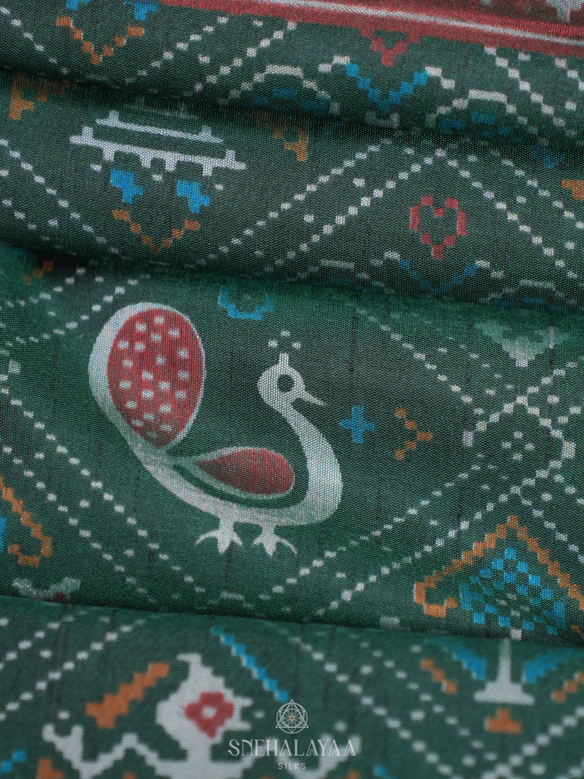 Forest Green Ikat Saree
