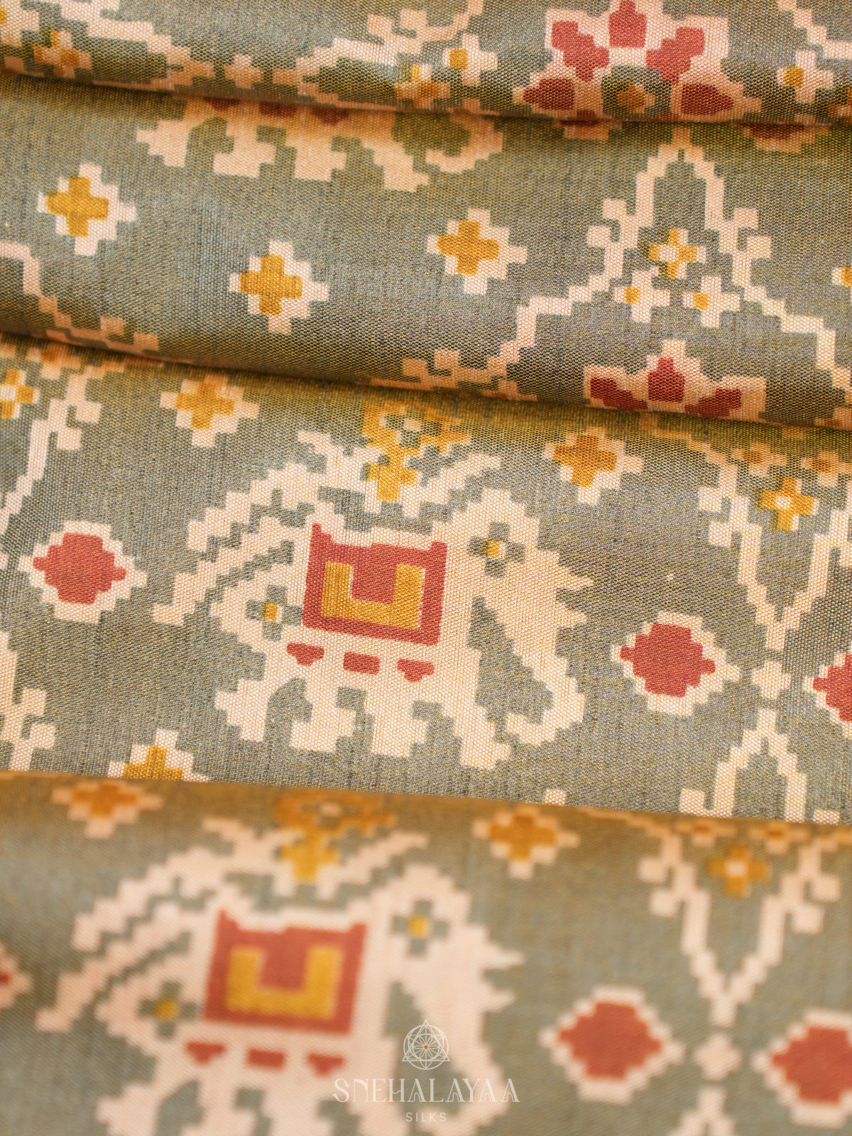 Sage Green Ikat Saree