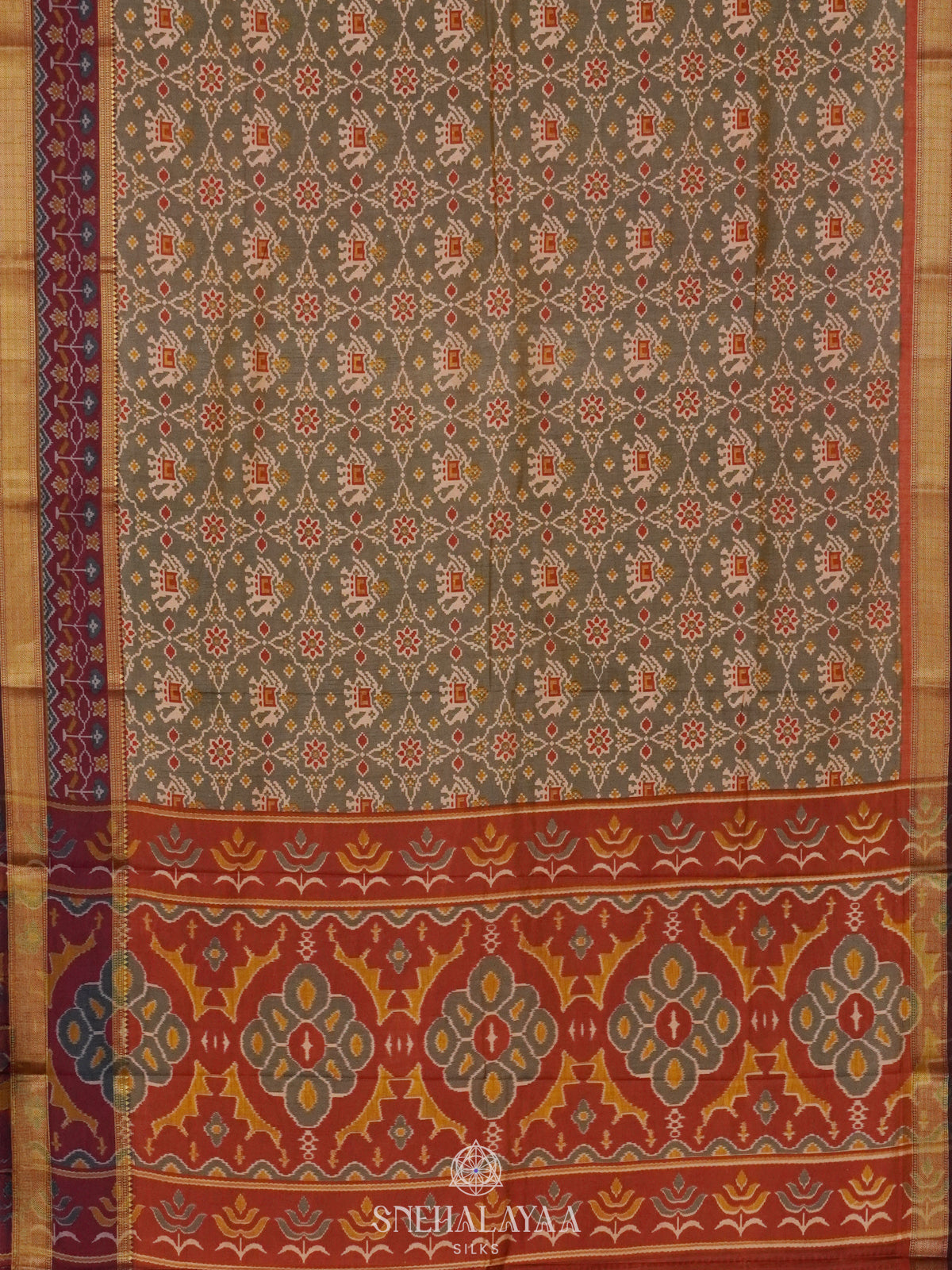 Sage Green Ikat Saree