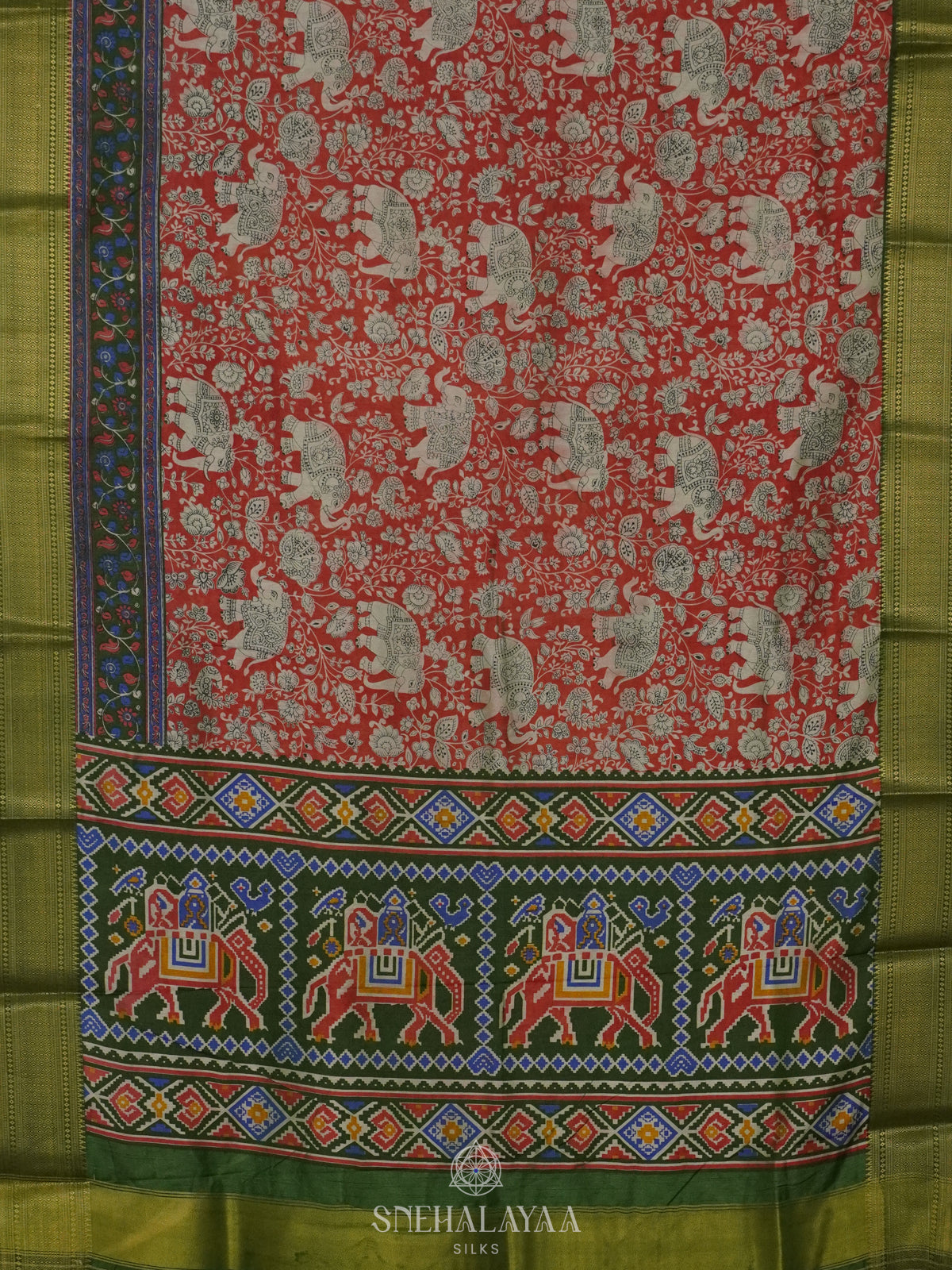 Maroon Ikat Saree