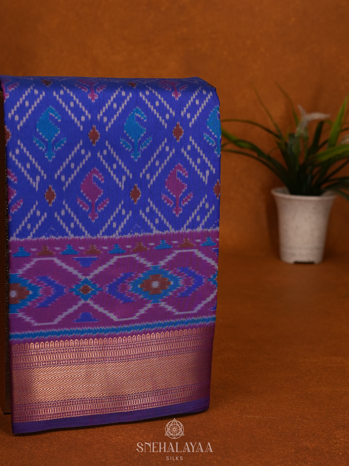 Royal Blue Ikat Saree