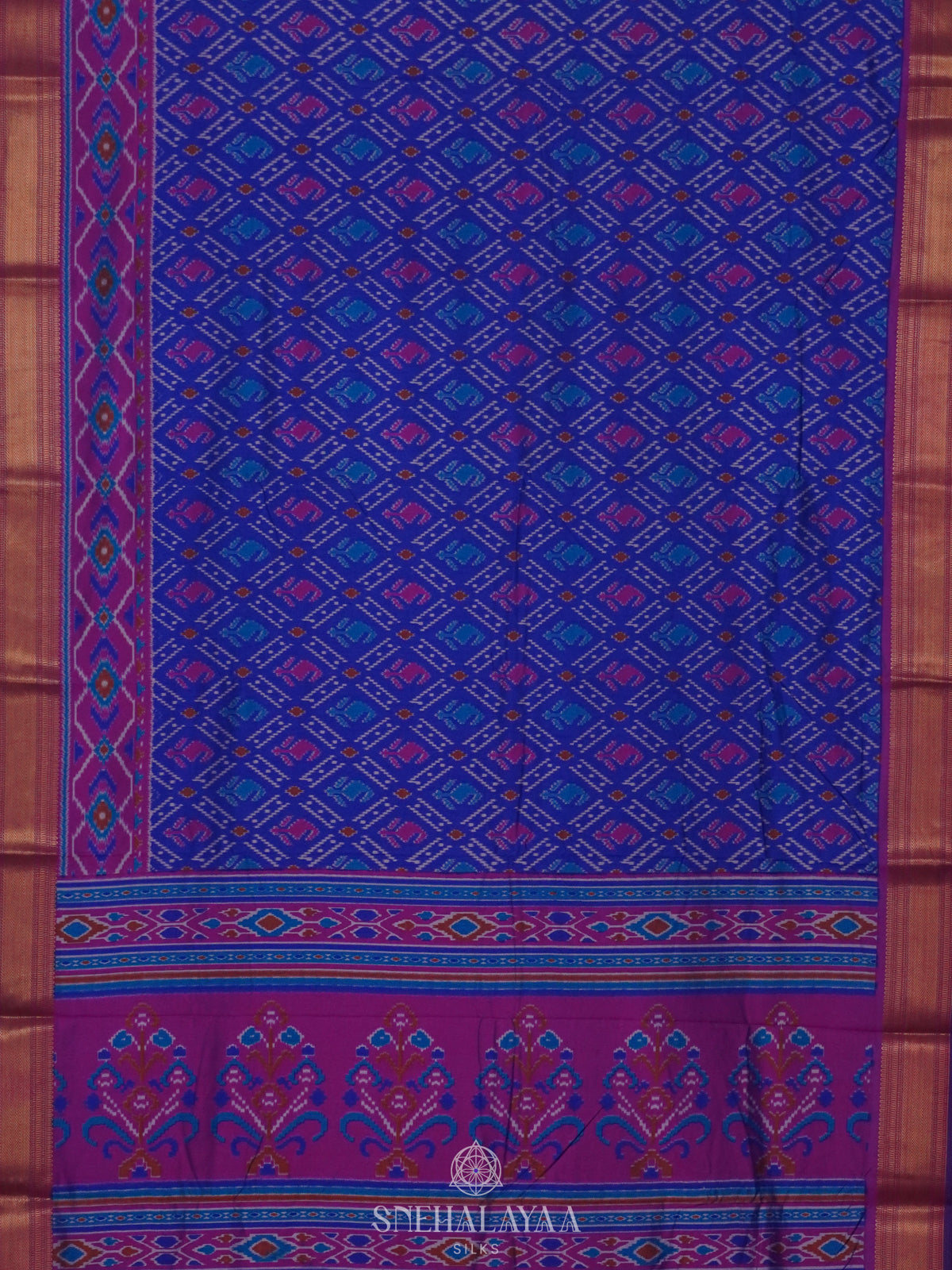 Royal Blue Ikat Saree