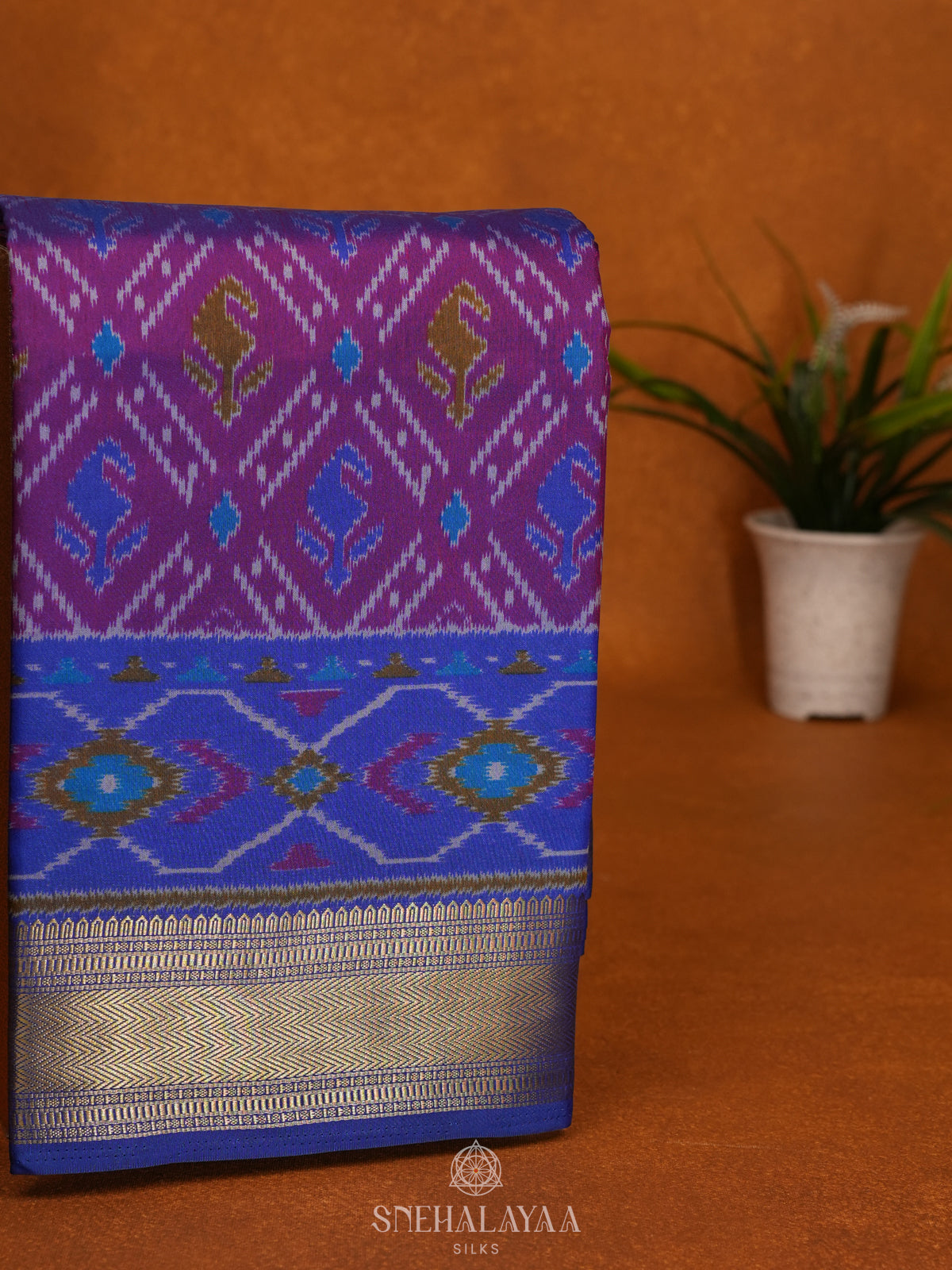 Magenta Purple Ikat Saree