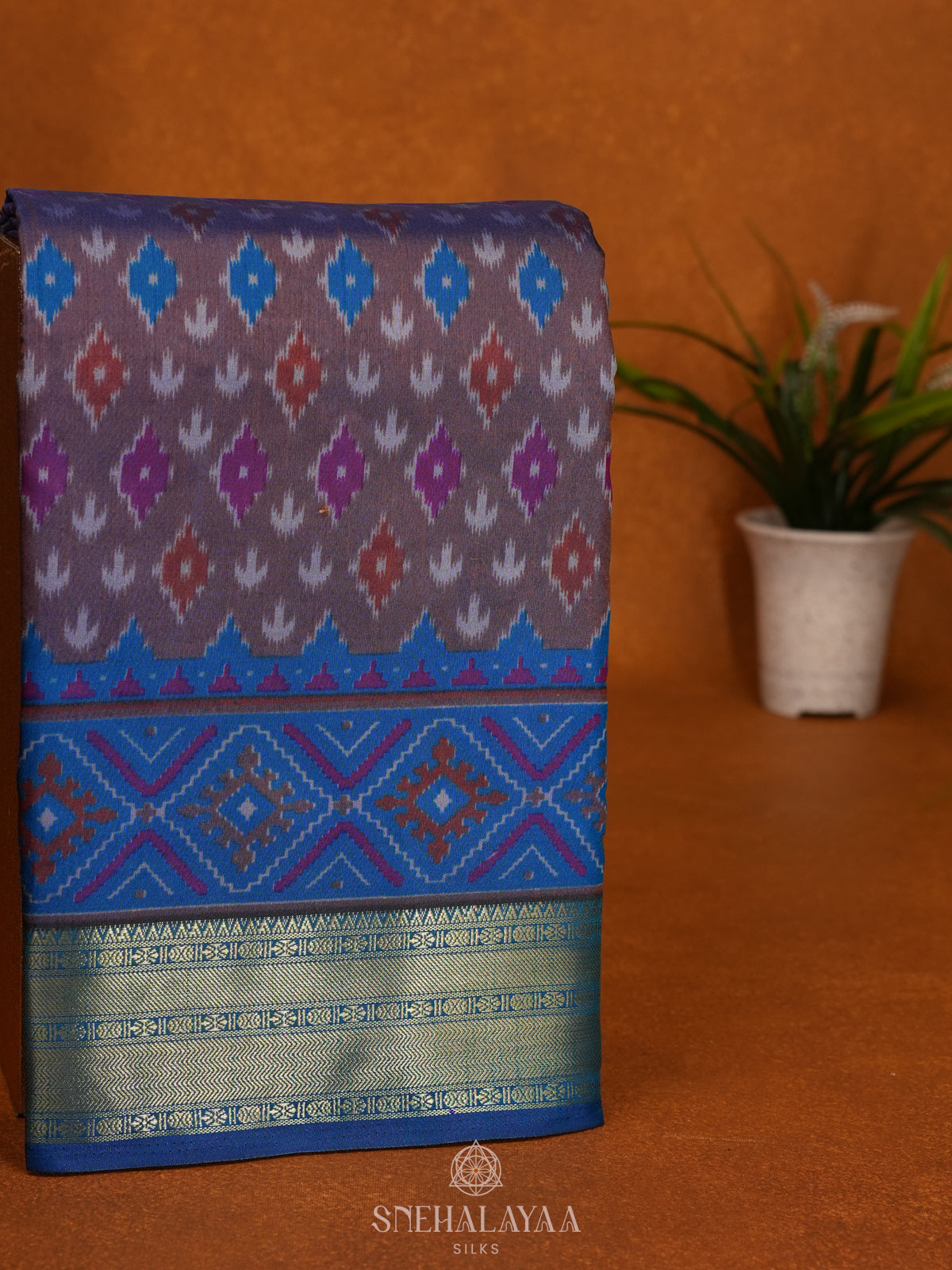 Grey Ikat Saree