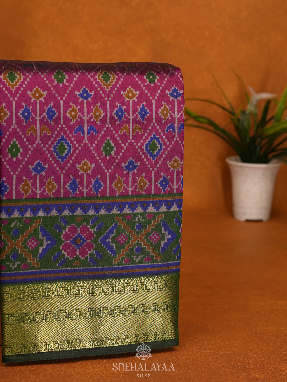 Magenta Ikat Saree