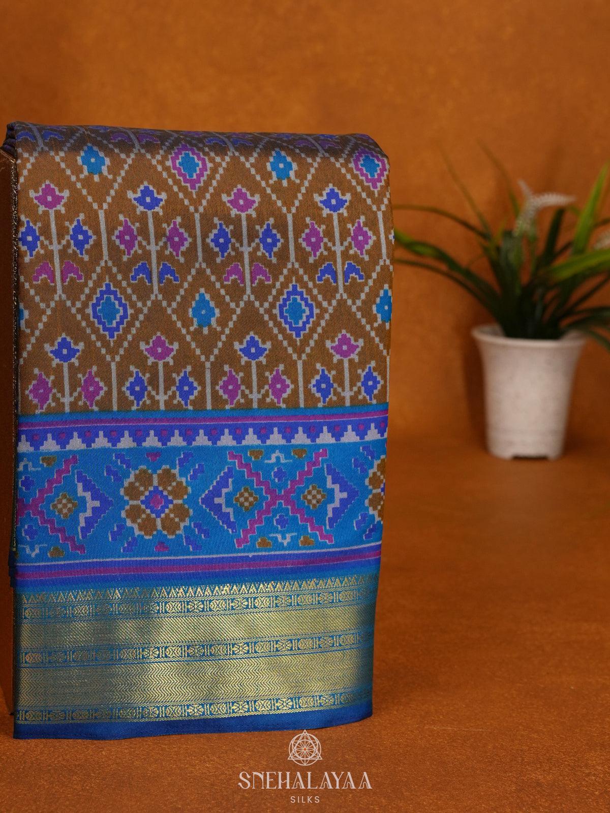 Brown Ikat Saree