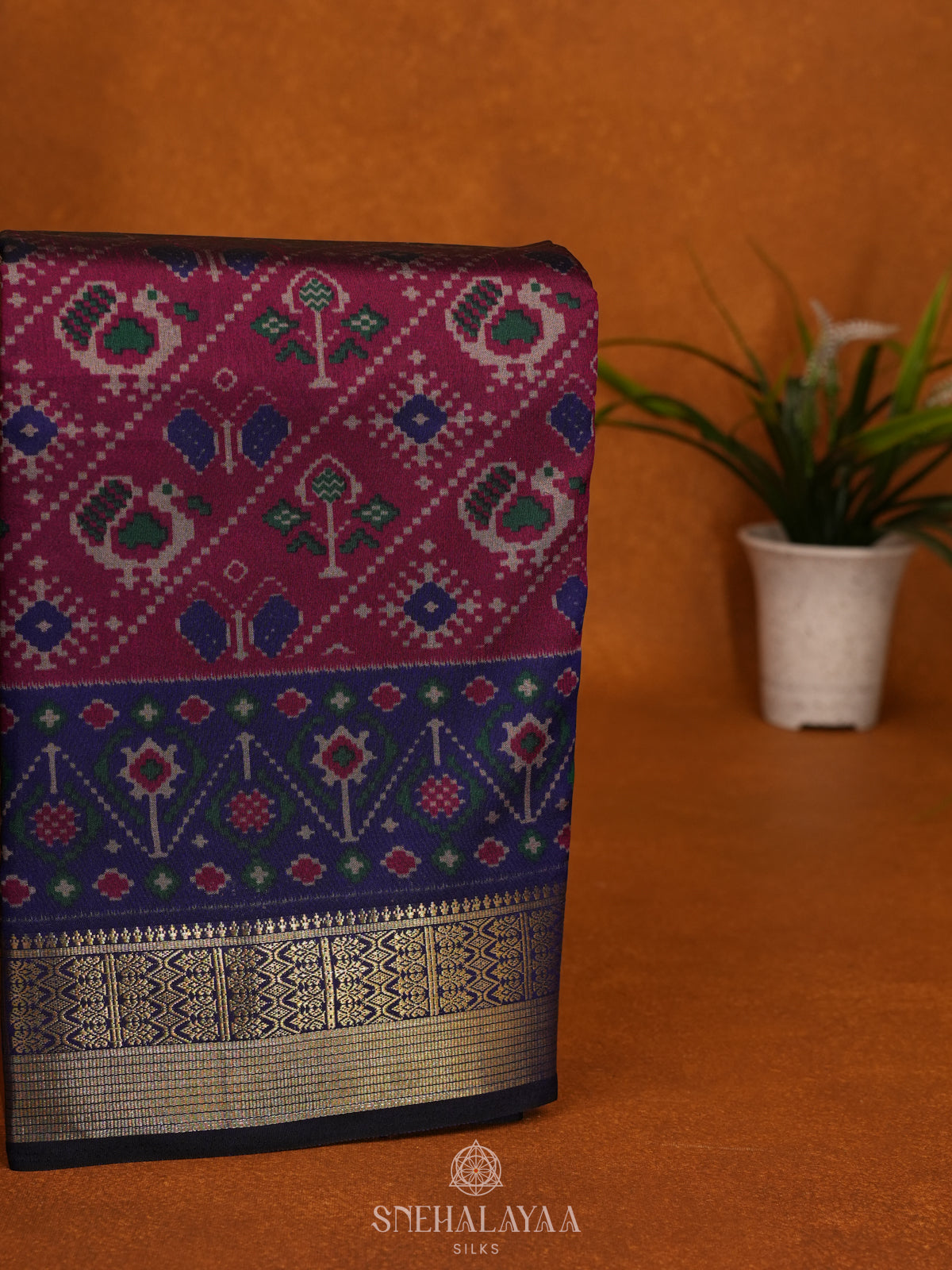Magenta Ikat Saree