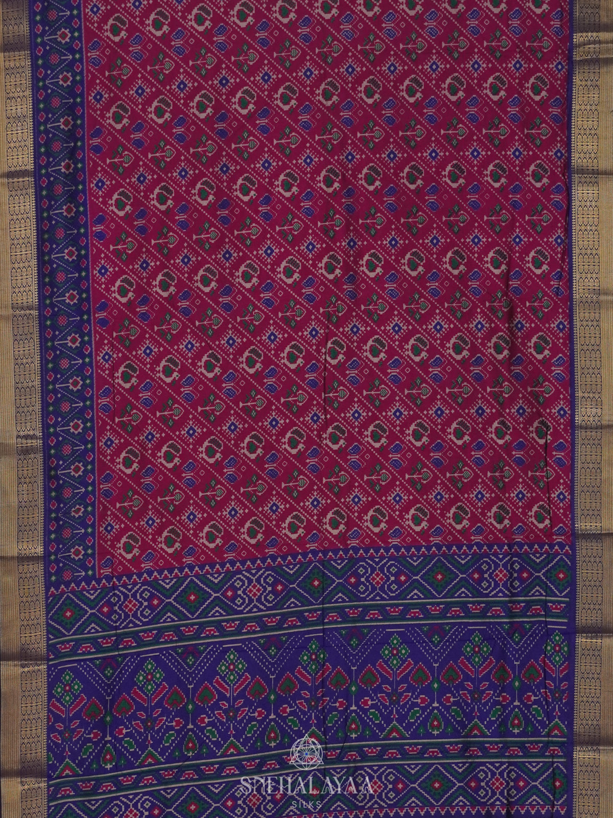 Magenta Ikat Saree