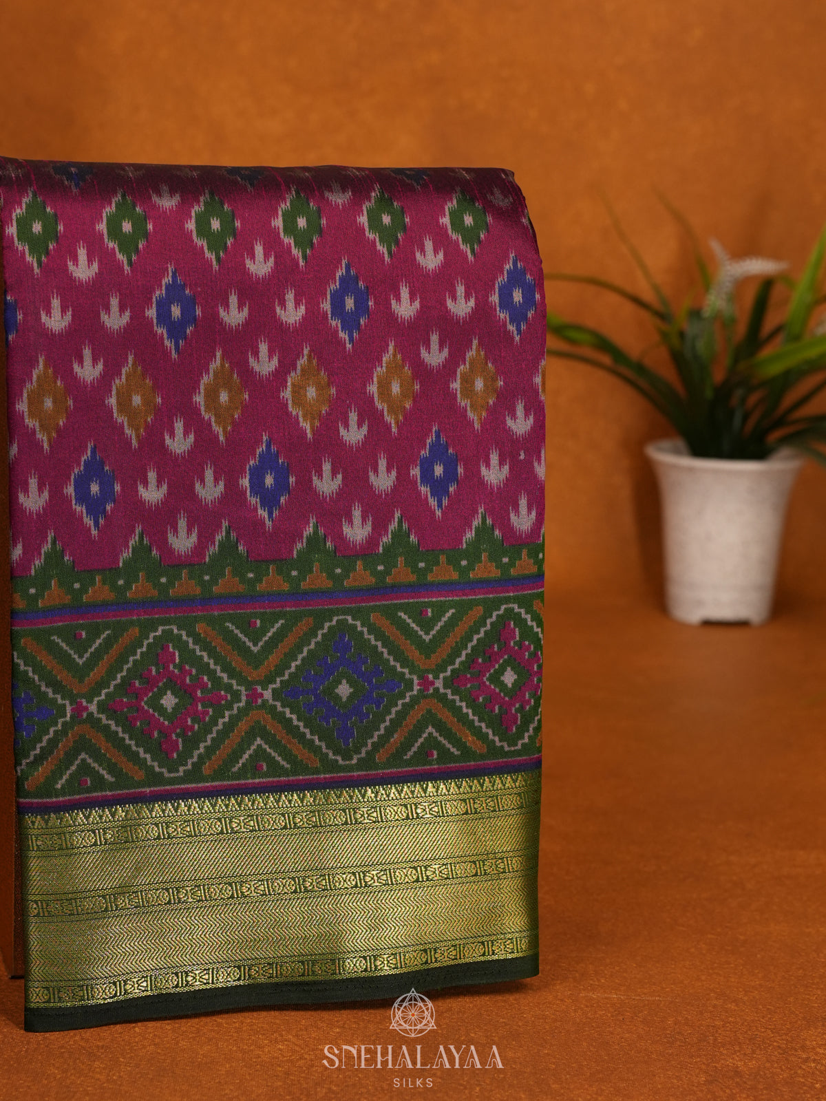 Magenta Ikat Saree