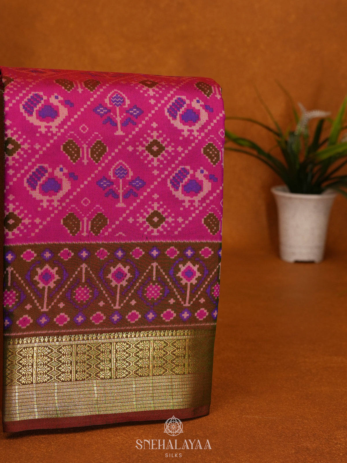 Magenta Ikat Saree
