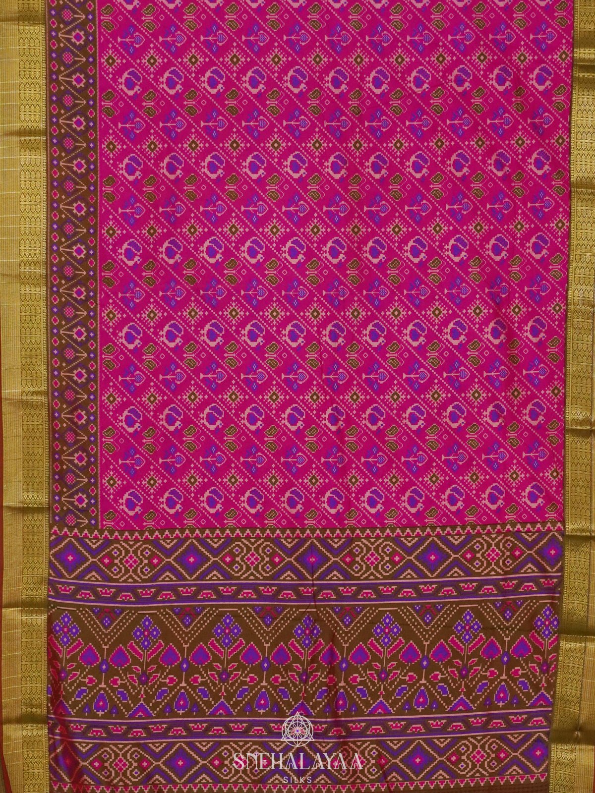 Magenta Ikat Saree
