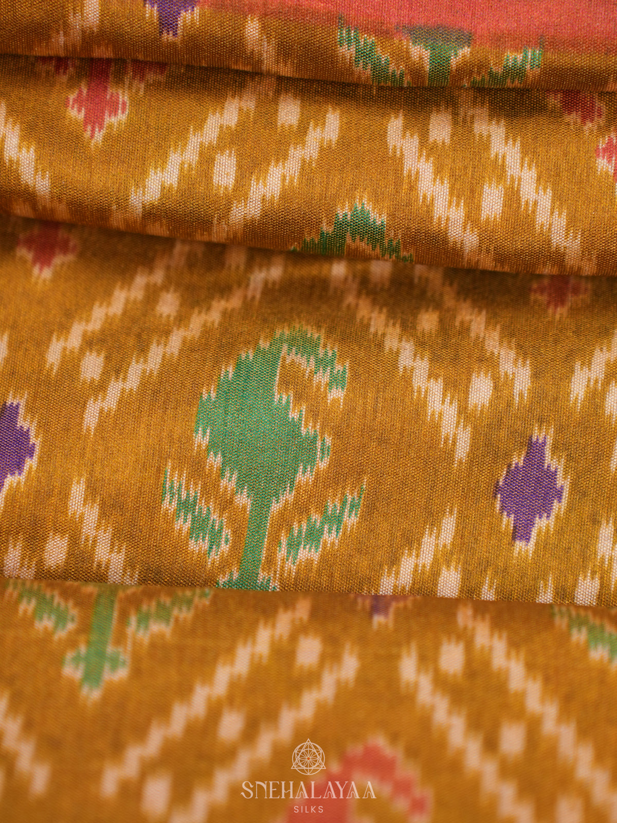 Mustard Yellow Ikat Saree