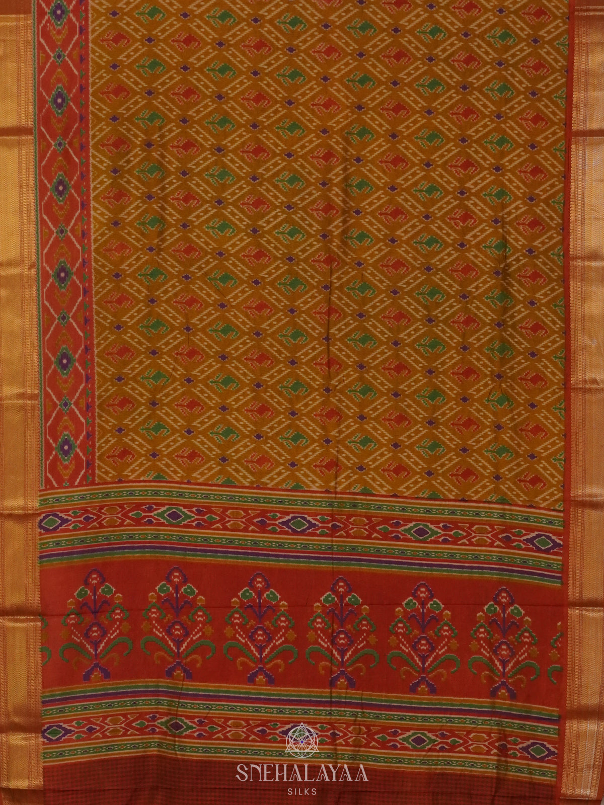 Mustard Yellow Ikat Saree