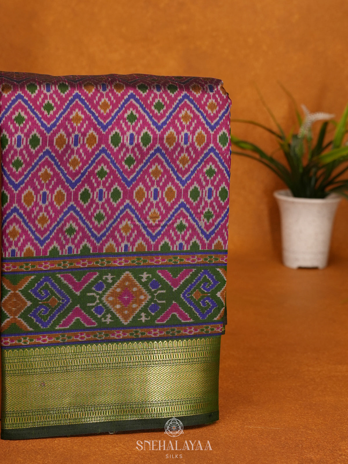 Magenta Ikat Saree
