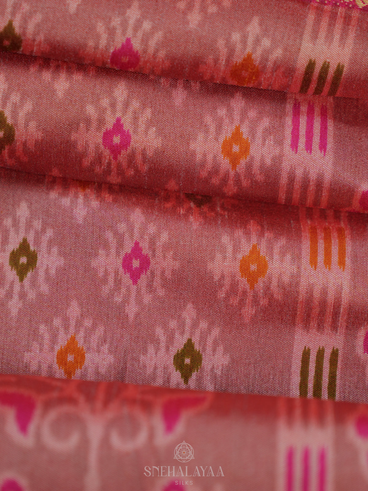 Peach Ikat Saree