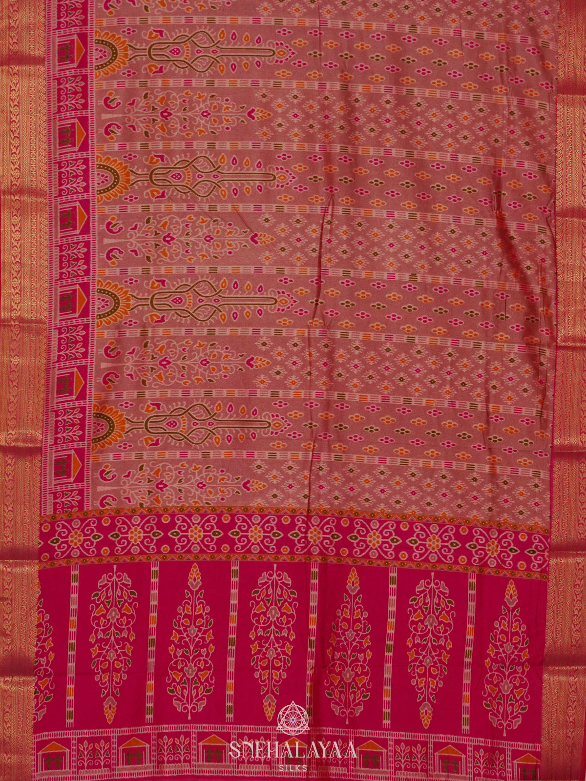 Peach Ikat Saree