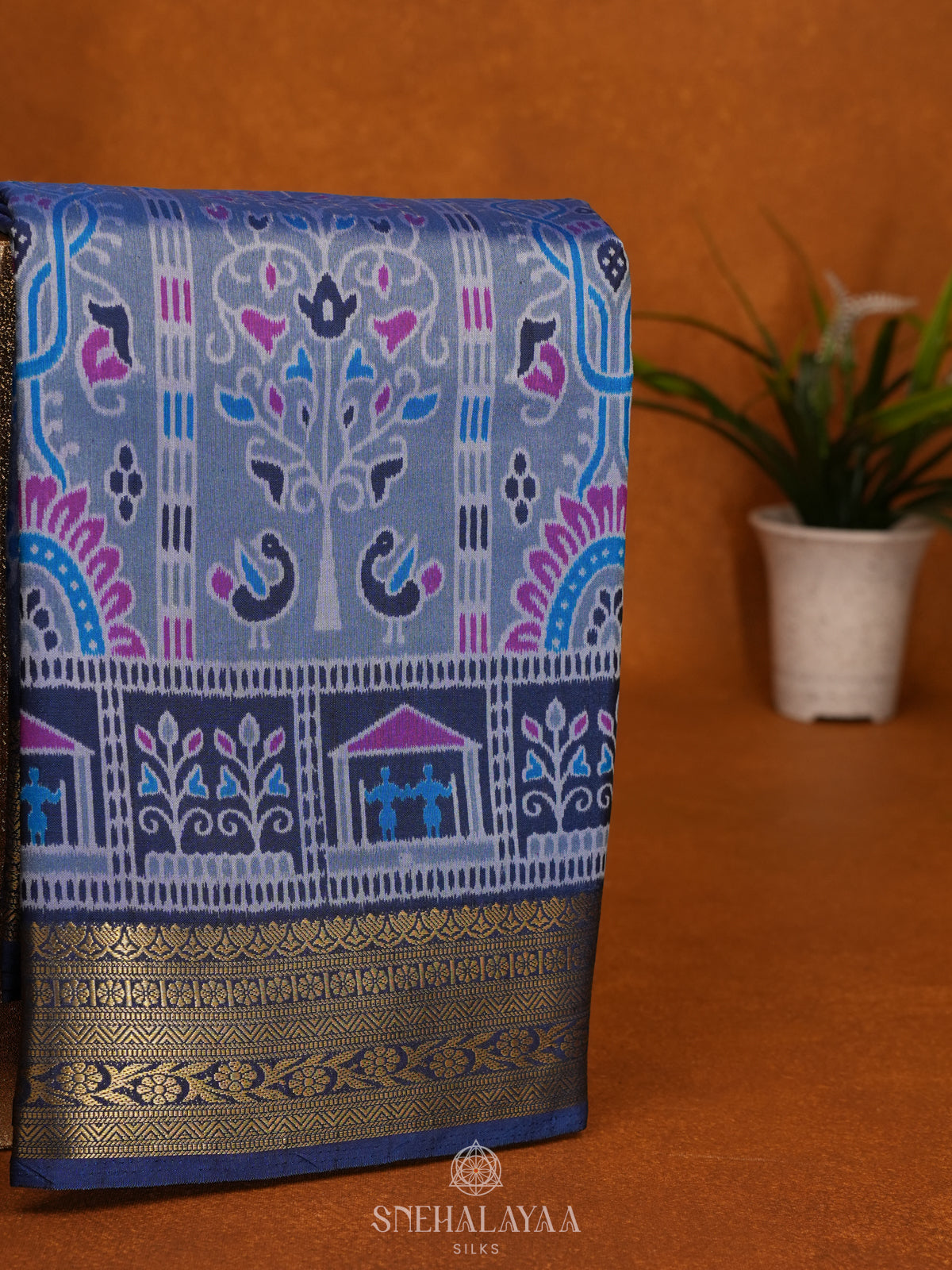 Blue Ikat Saree
