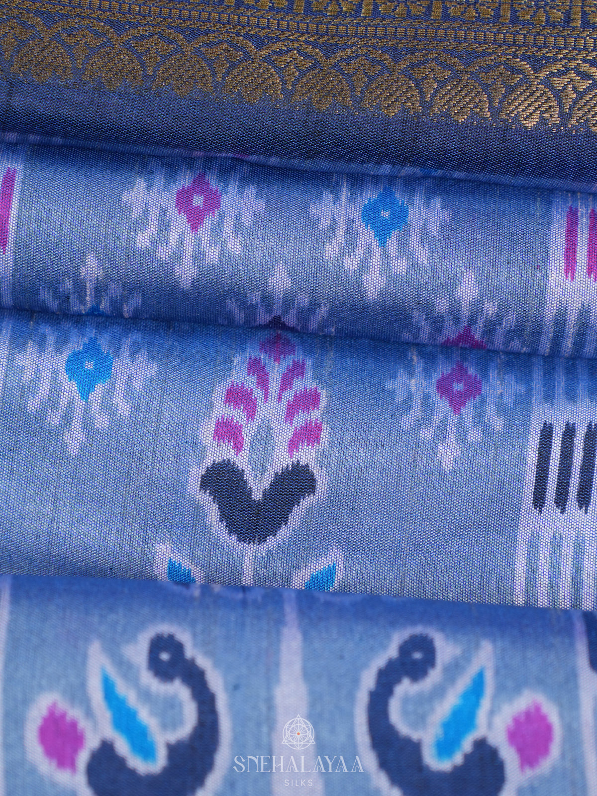 Blue Ikat Saree
