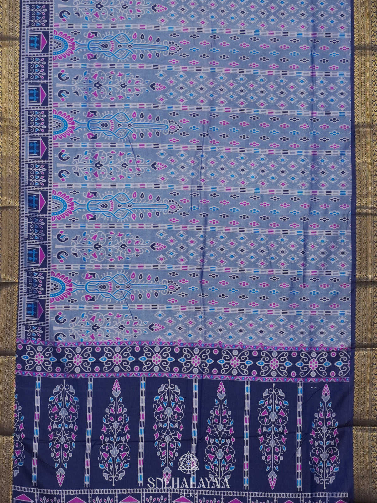 Blue Ikat Saree