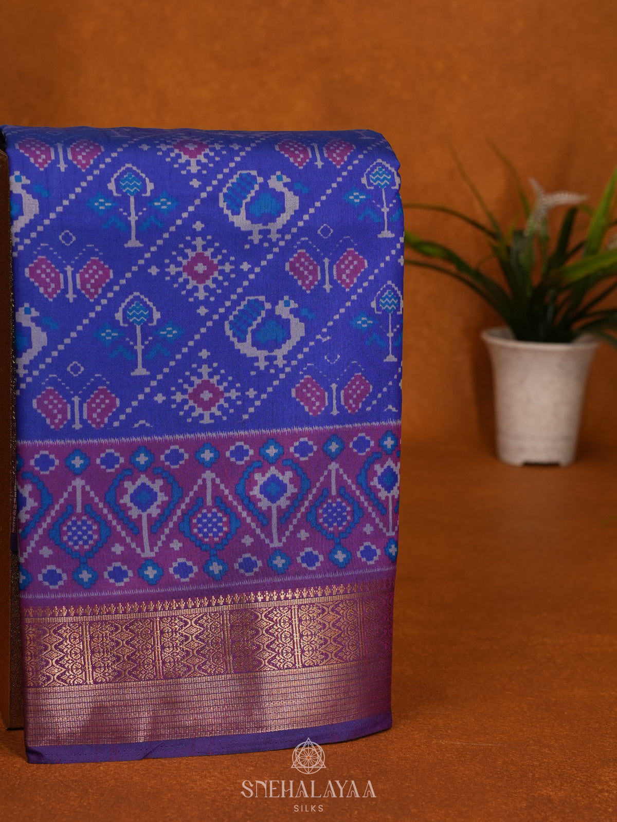 Royal Blue Ikat Saree
