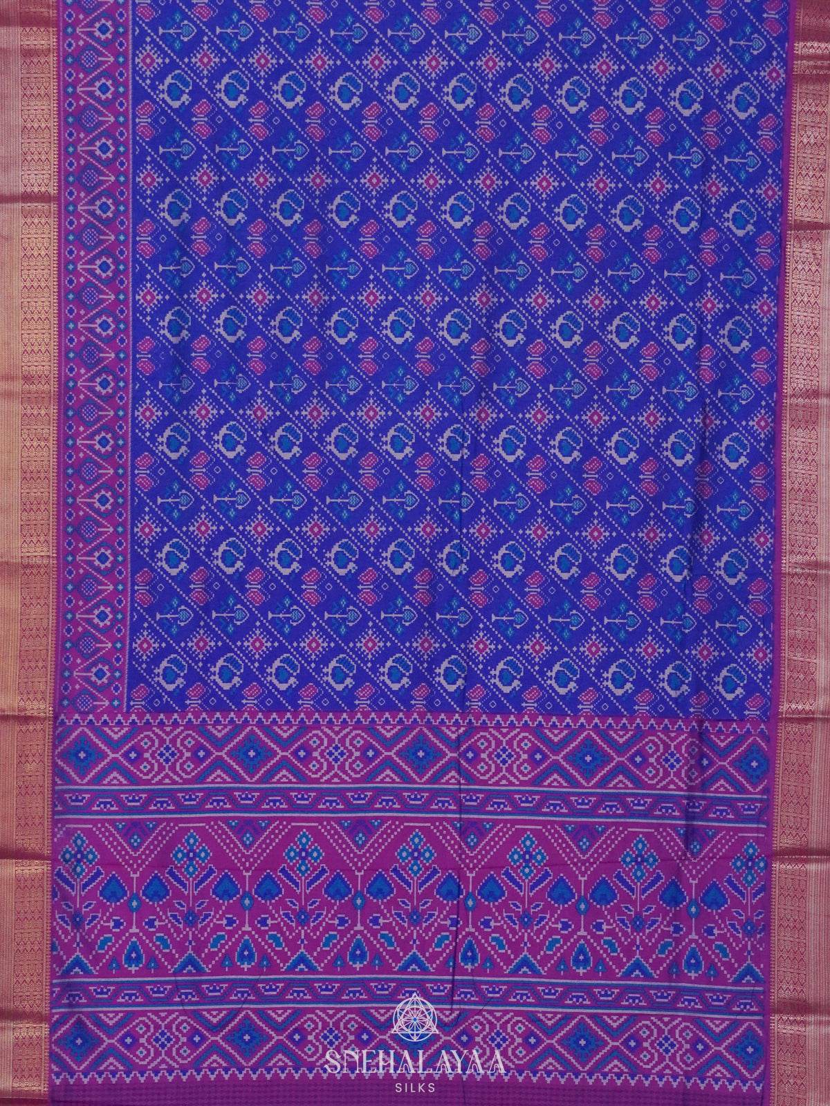 Royal Blue Ikat Saree