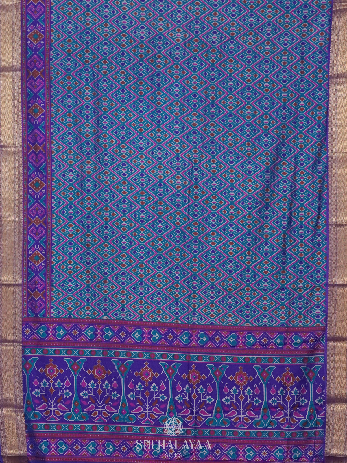 Teal Green Ikat Saree