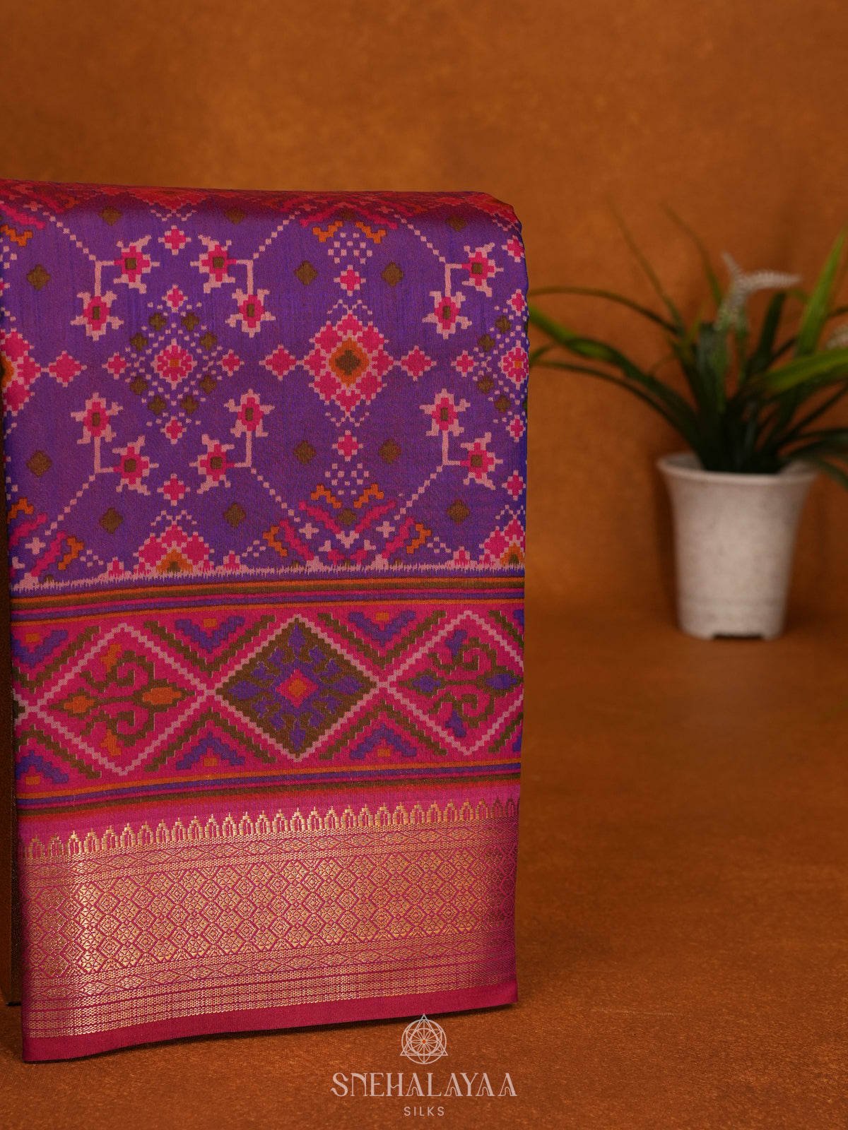 Magenta Ikat Saree