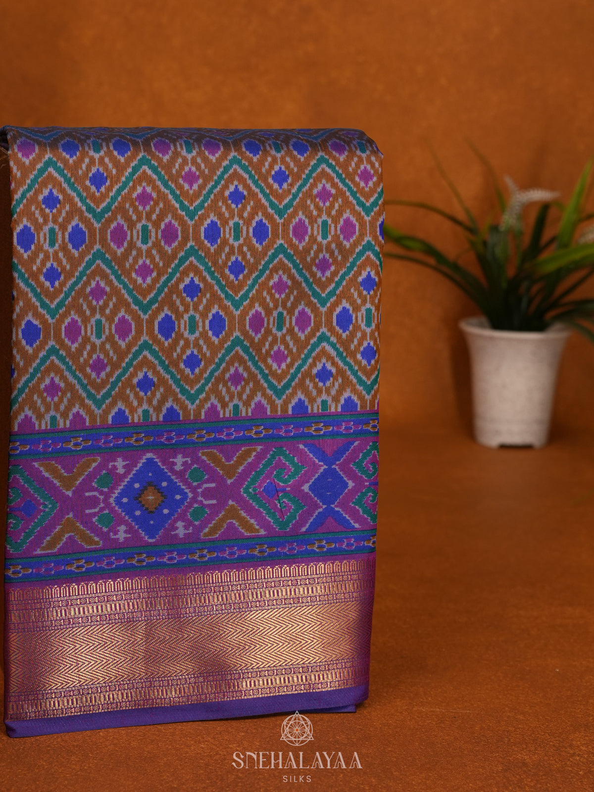 Brown Ikat Saree