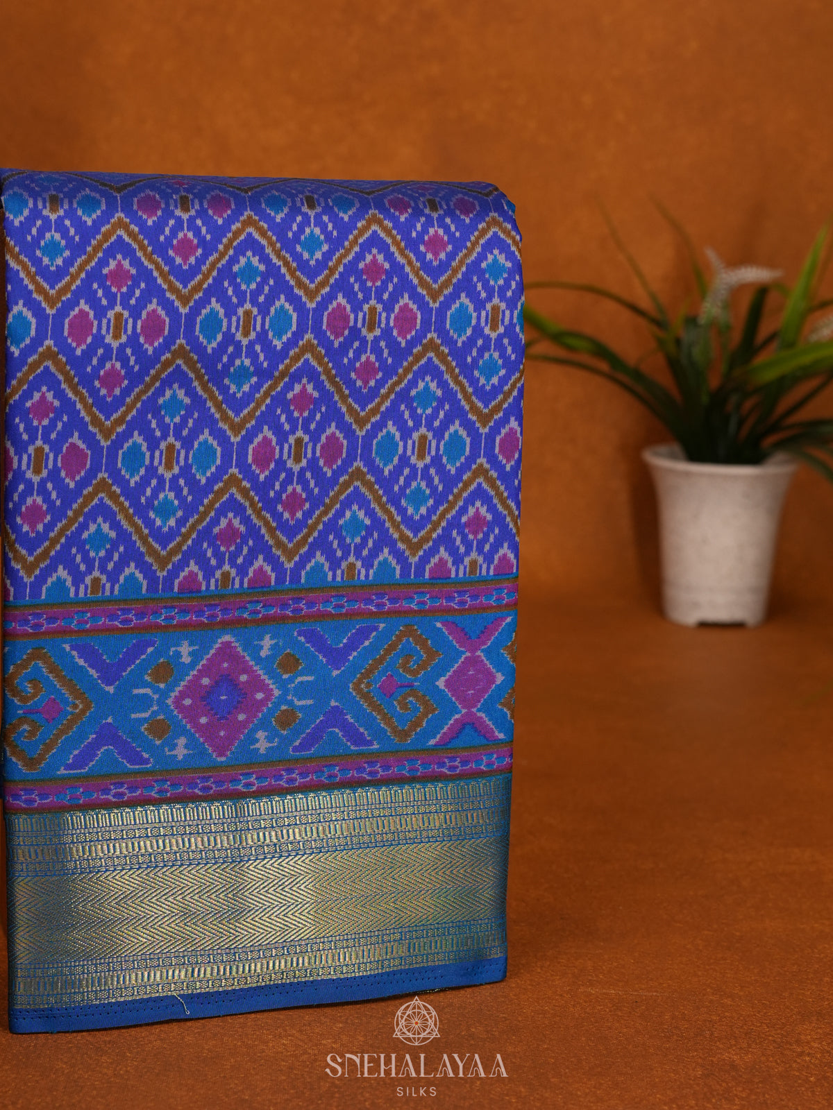 Royal Blue Ikat Saree