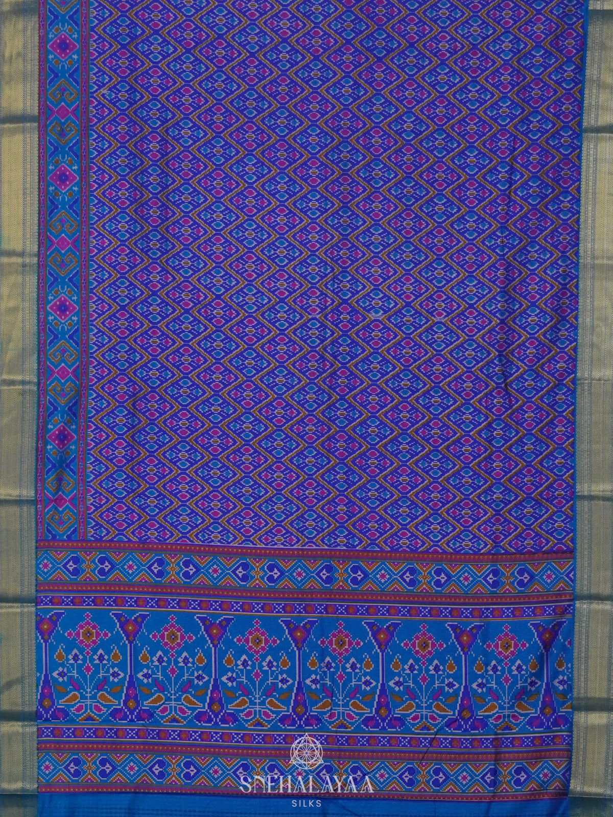 Royal Blue Ikat Saree