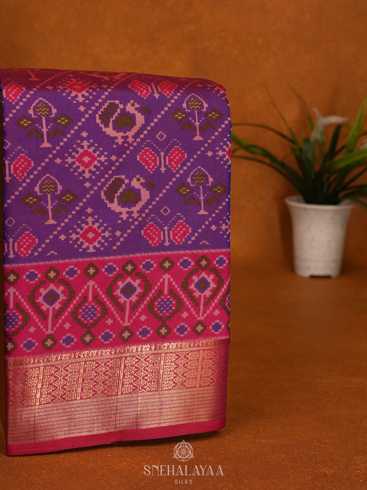 Magenta Ikat Saree