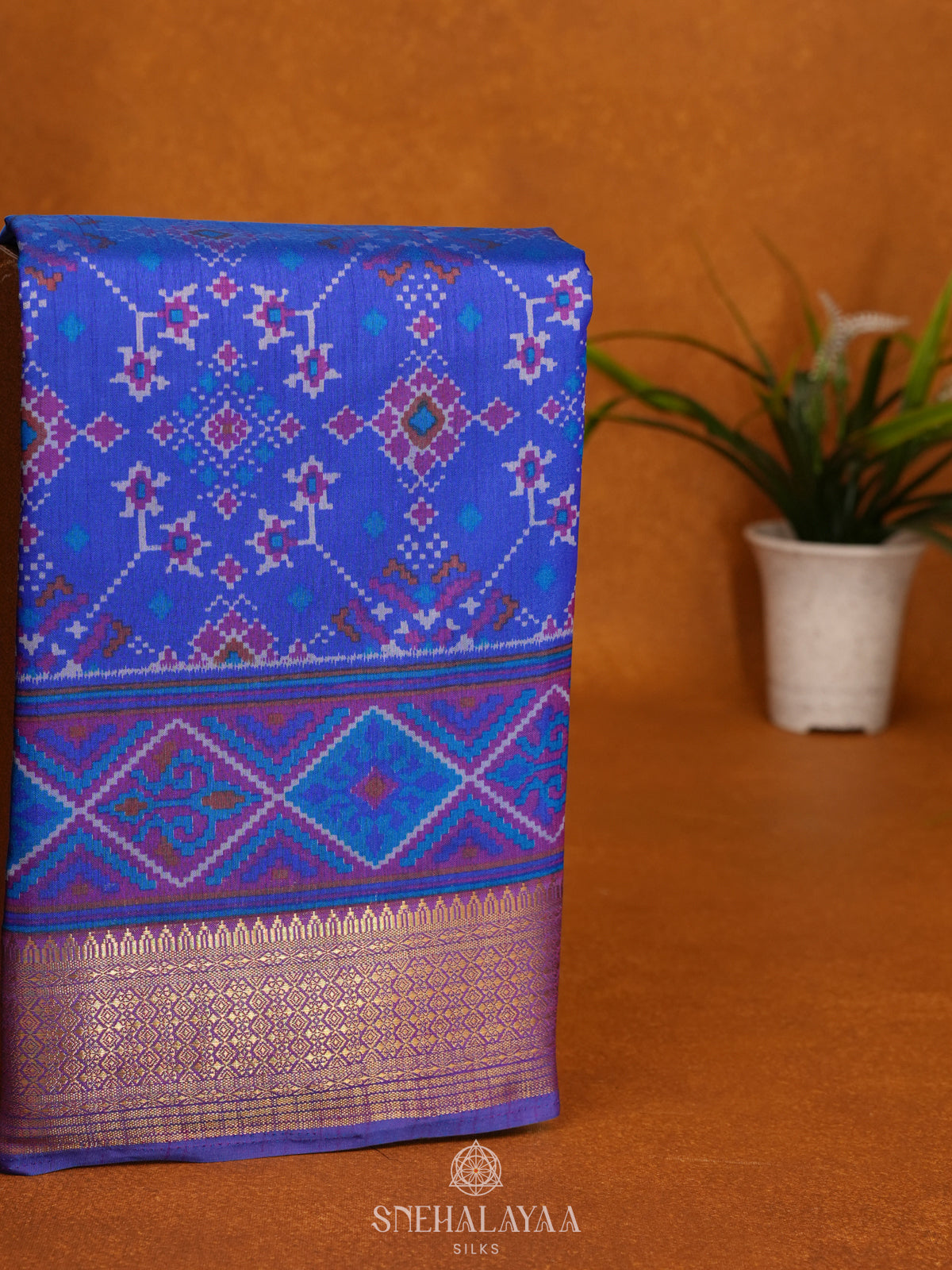 Royal Blue Ikat Saree