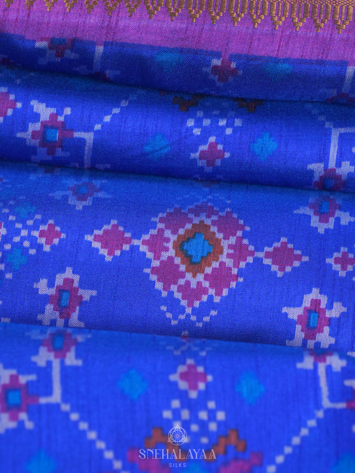 Royal Blue Ikat Saree