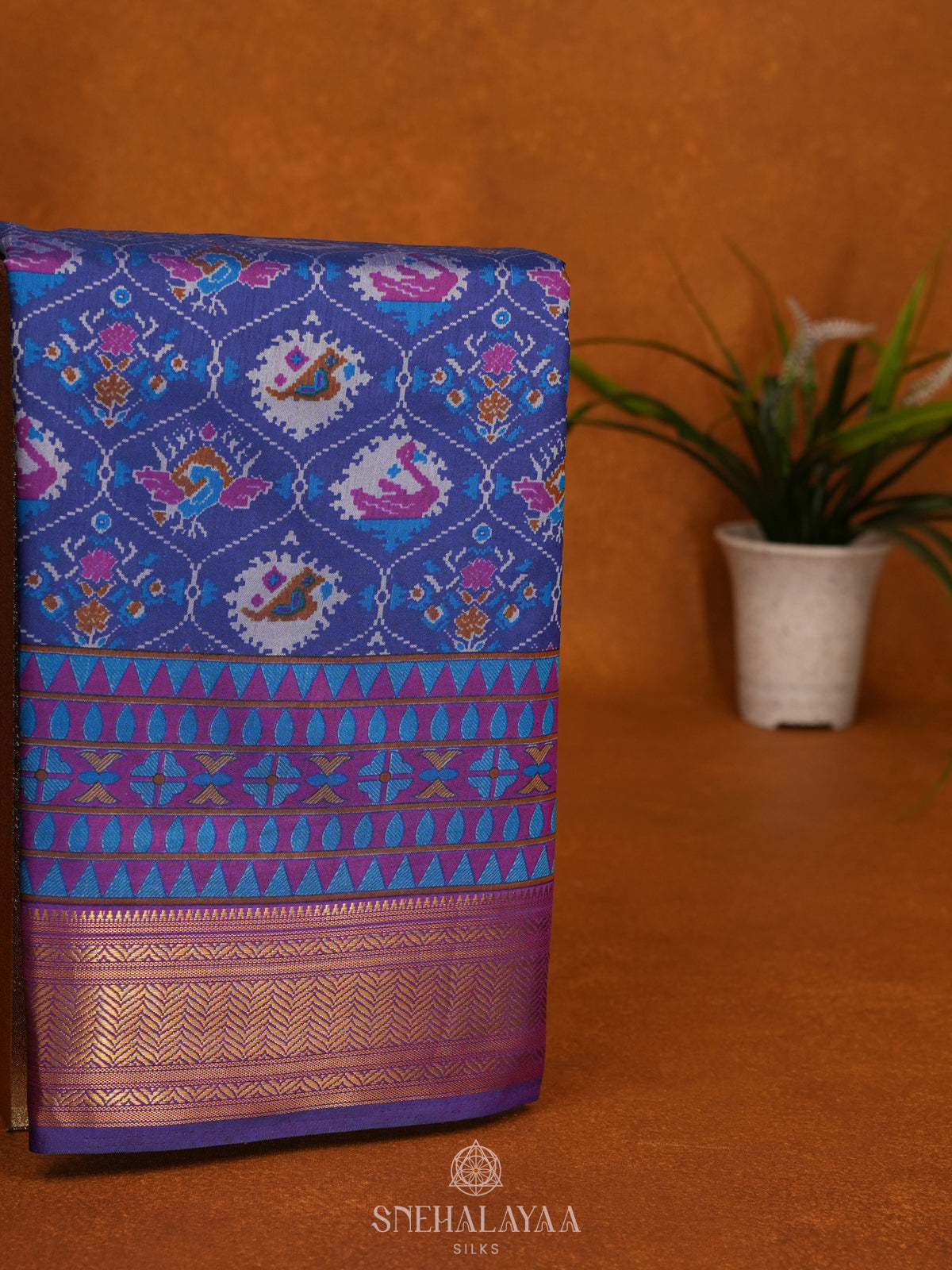 Navy Blue Ikat Saree