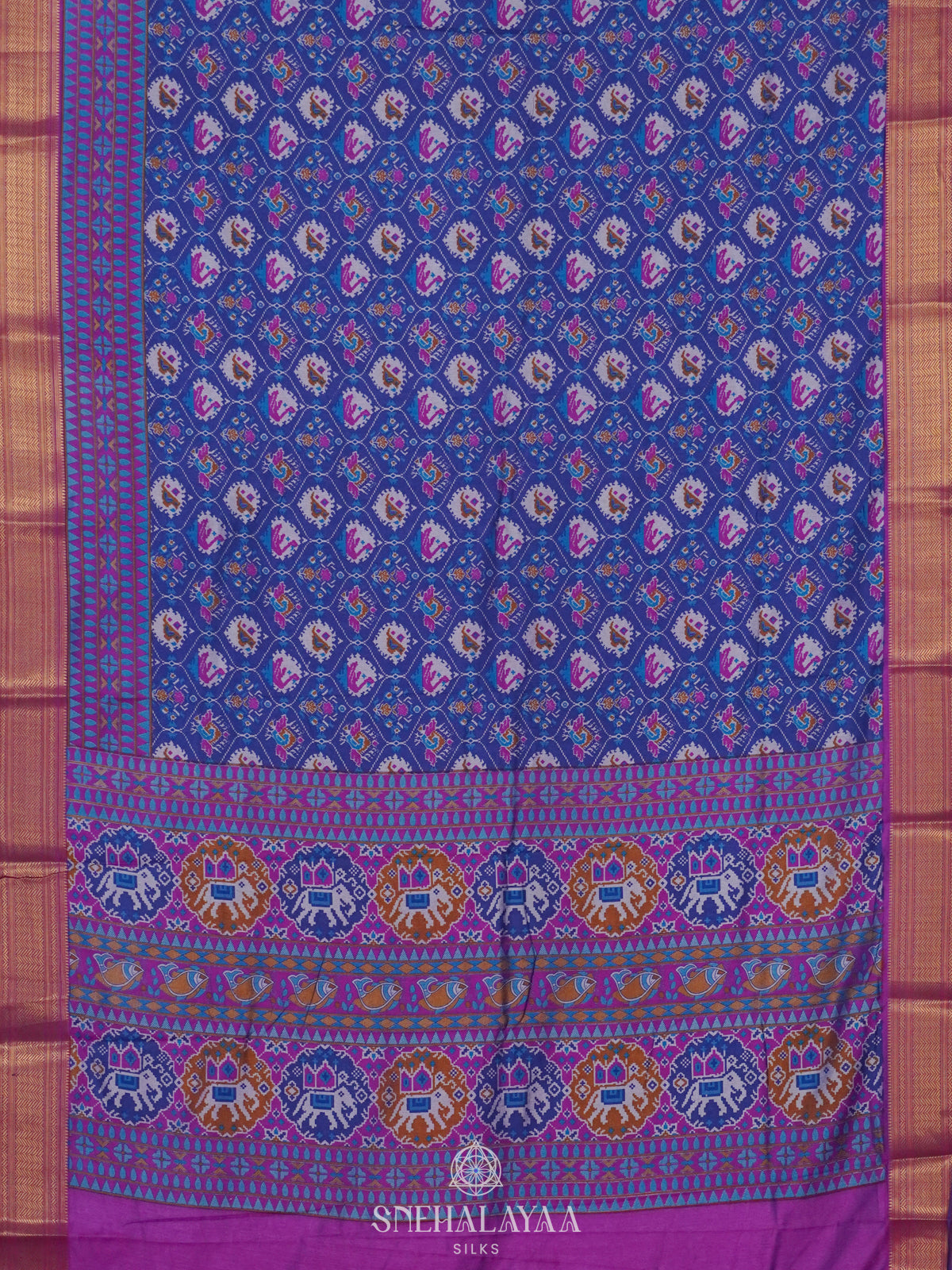 Navy Blue Ikat Saree