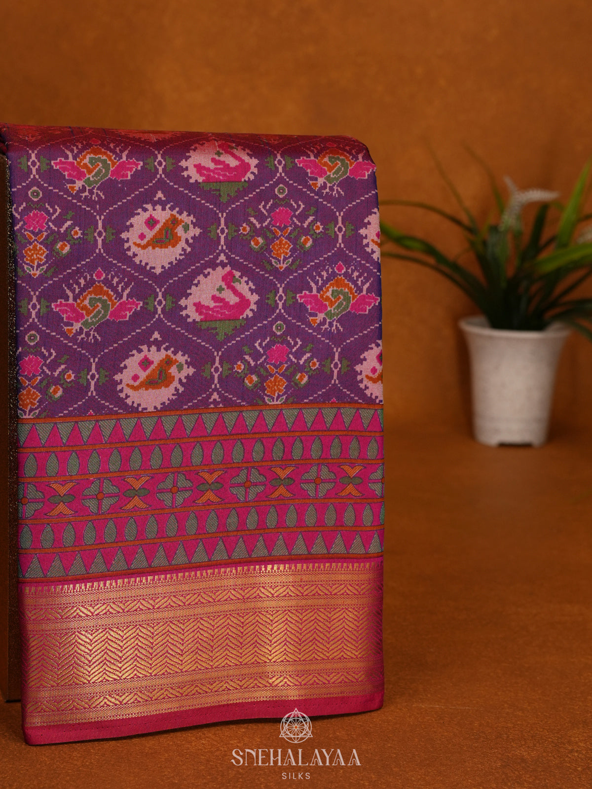 Magenta Ikat Saree
