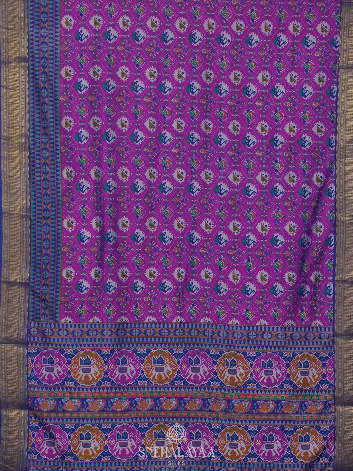 Magenta Purple Ikat Saree