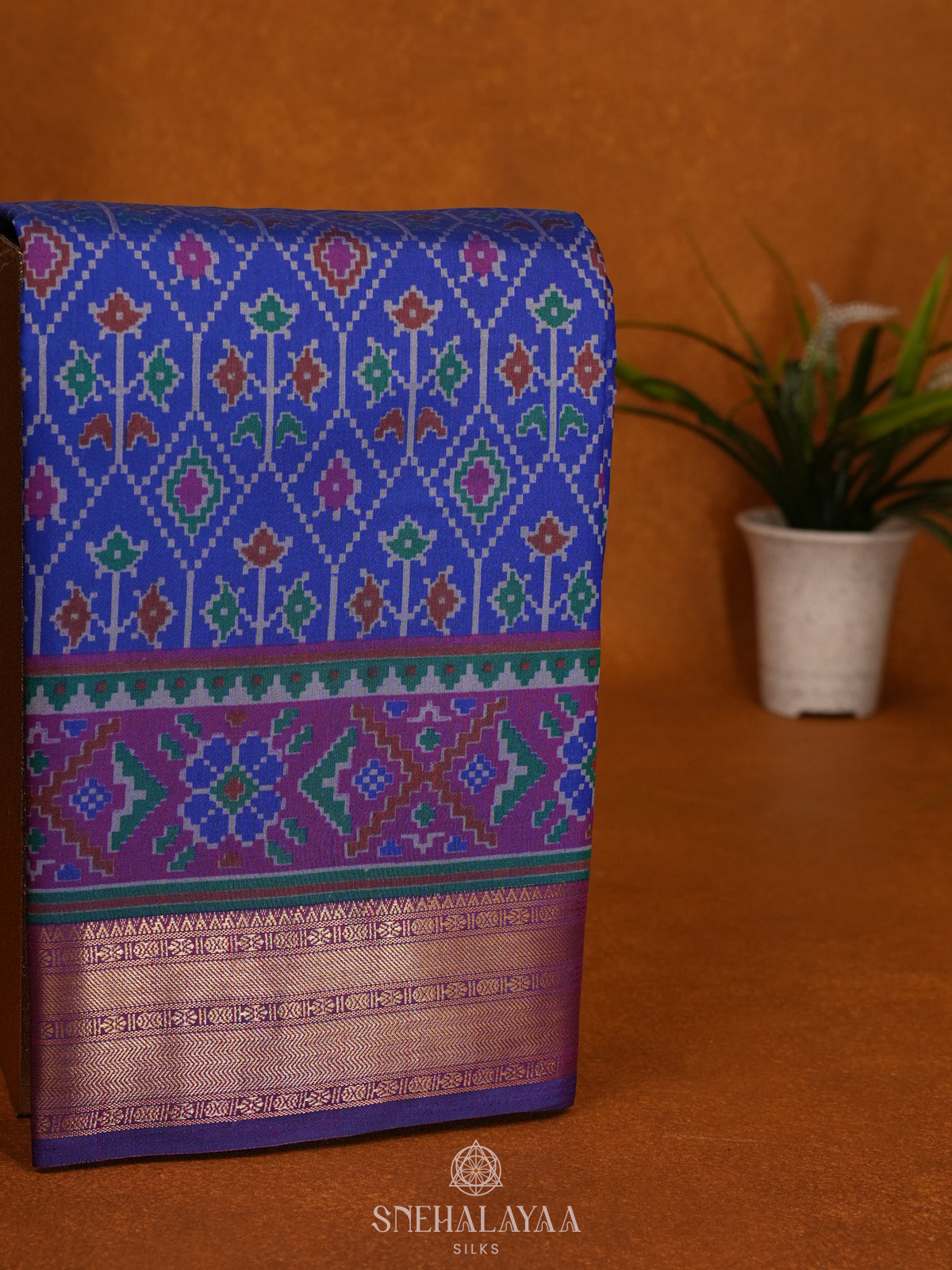 Royal Blue Ikat Saree