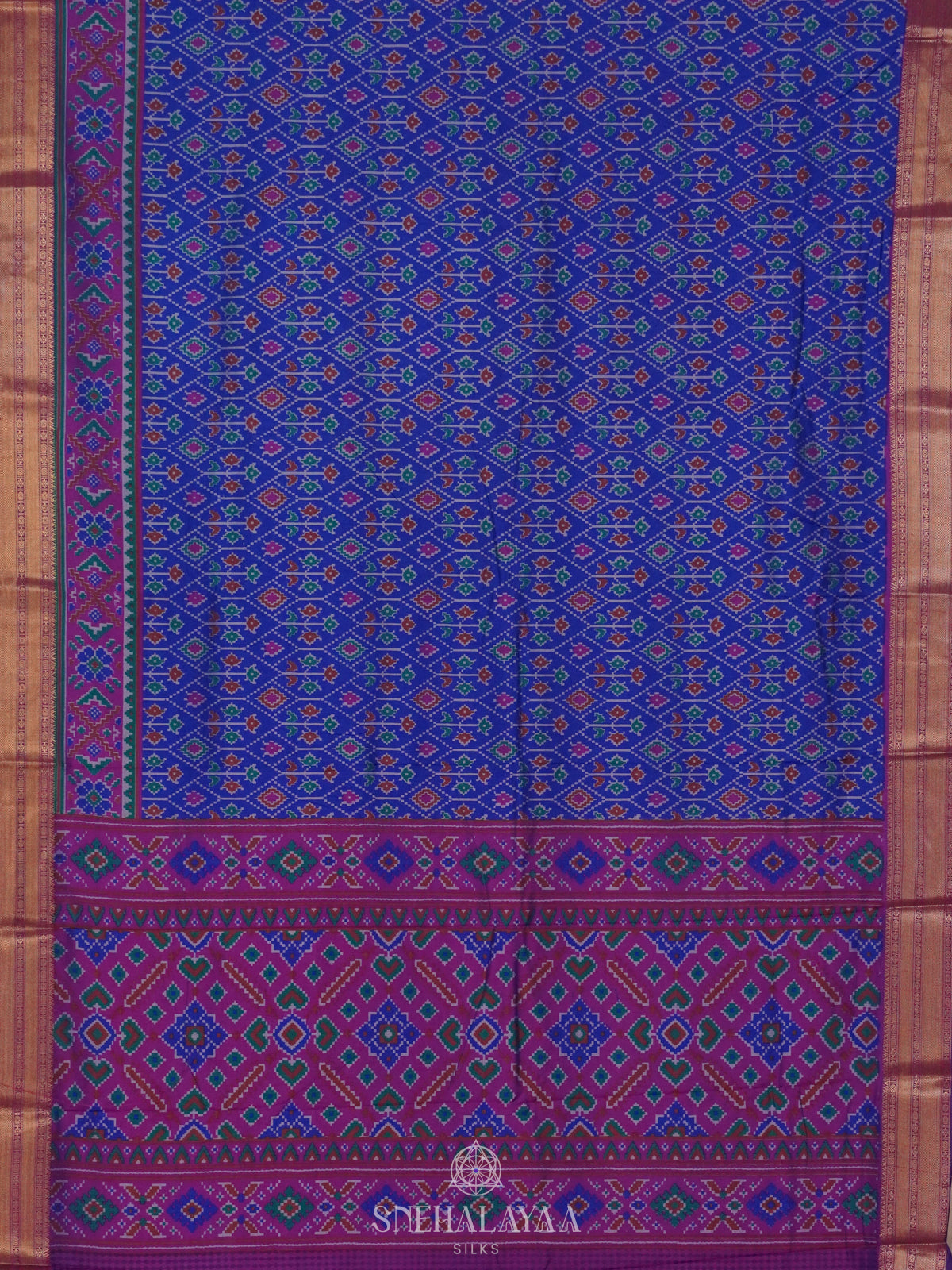 Royal Blue Ikat Saree