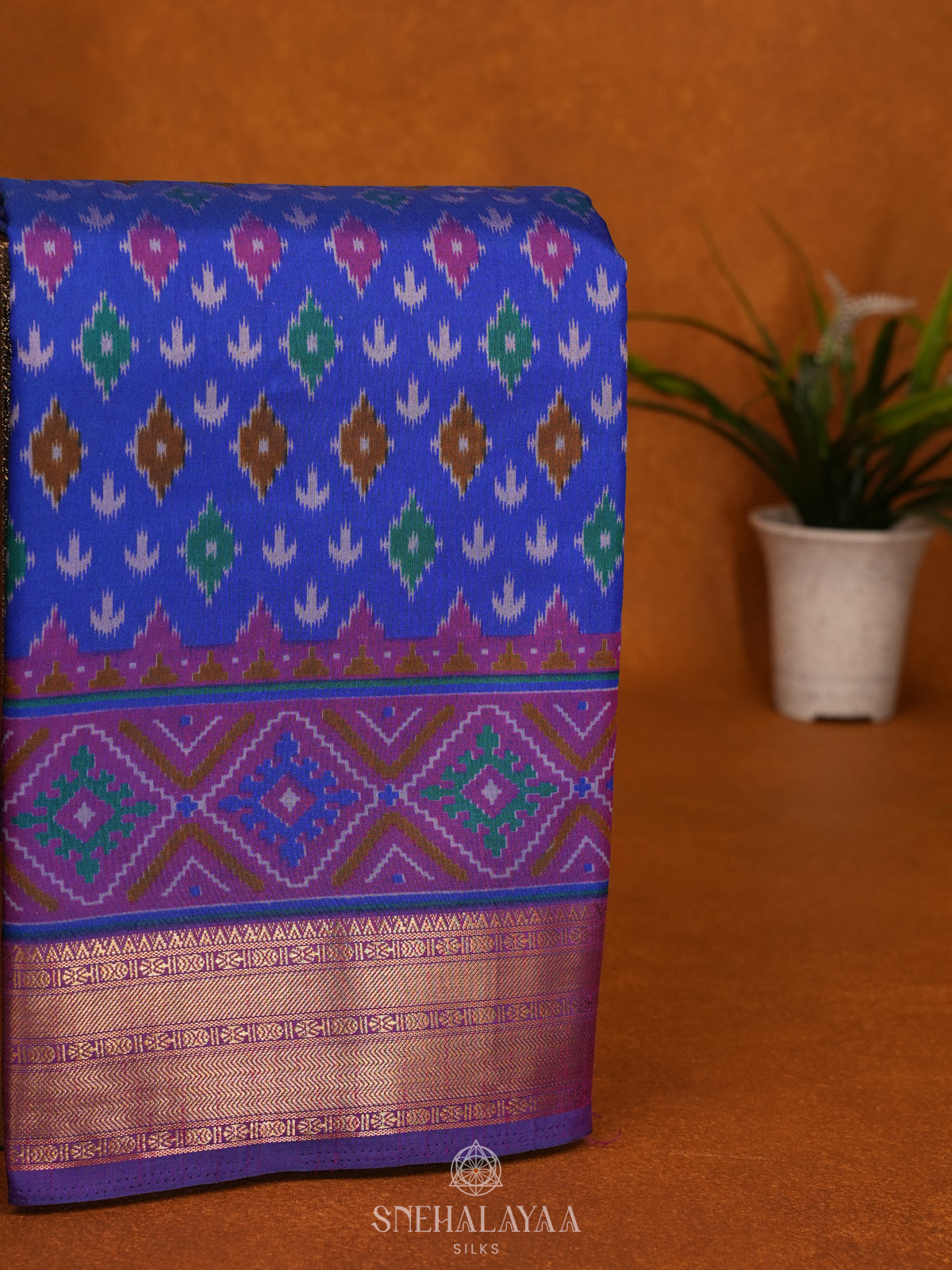 Royal Blue Ikat Saree